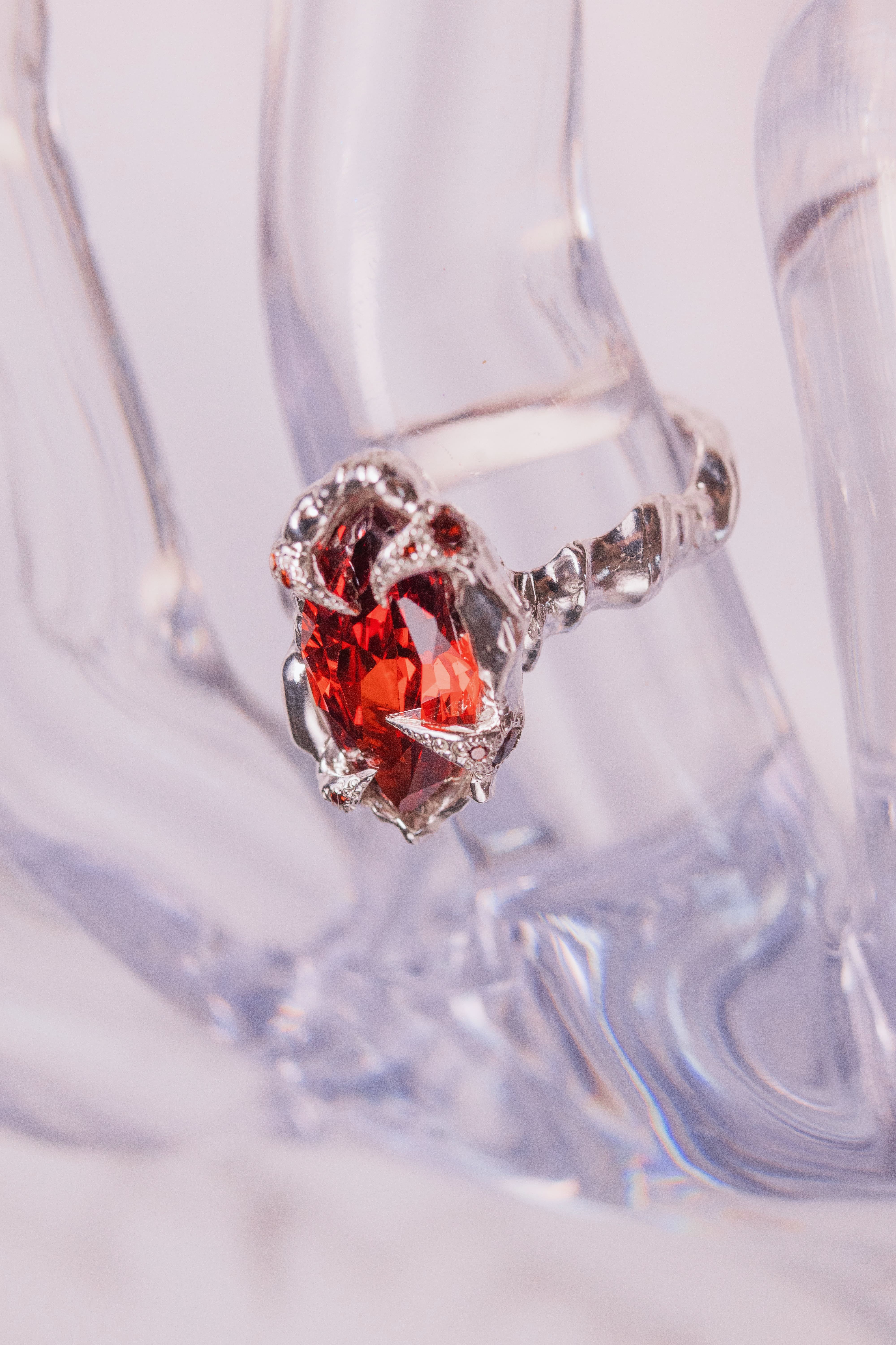Organic Red CZ Ring