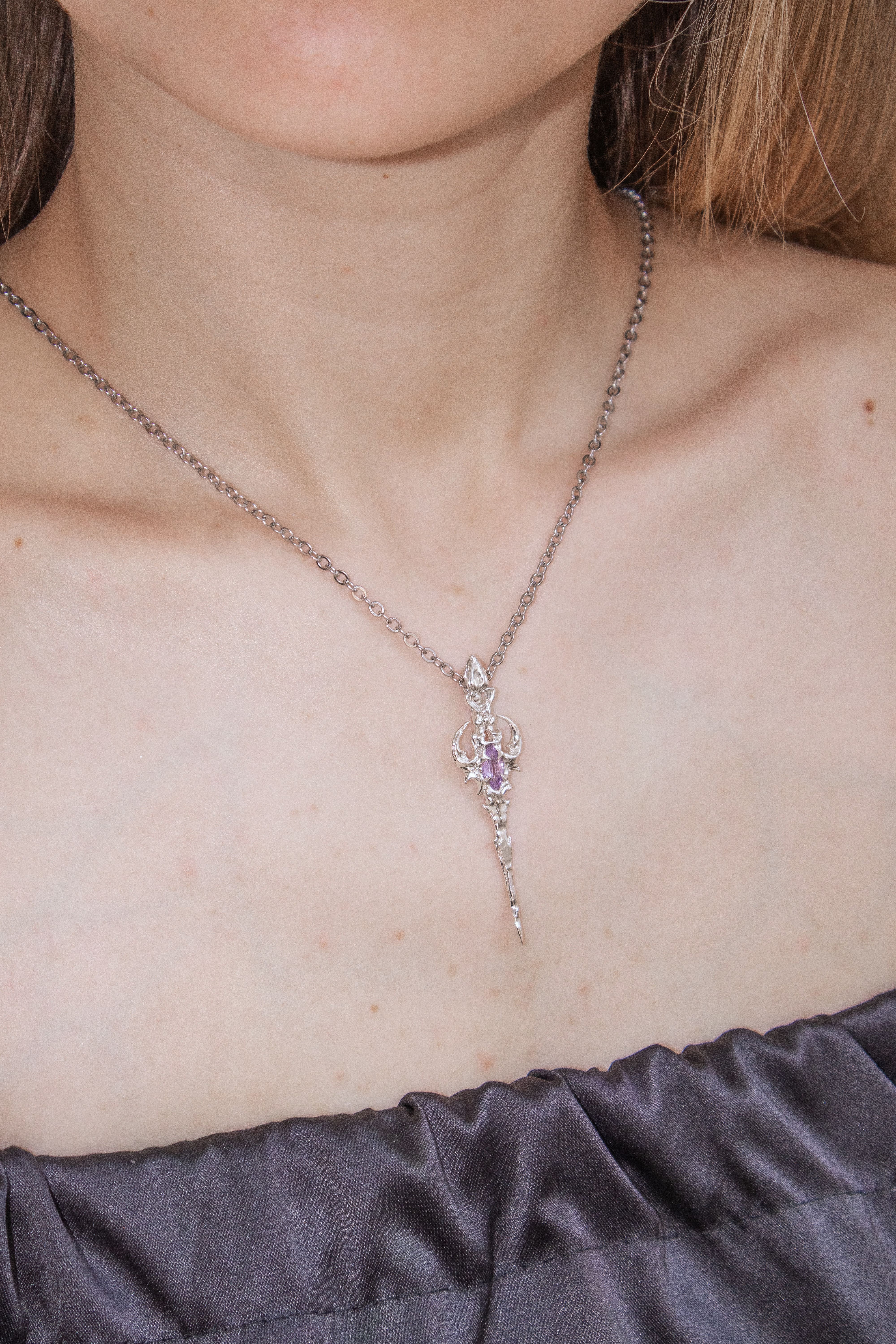 Gothic Cybersigilism sword with Amethyst