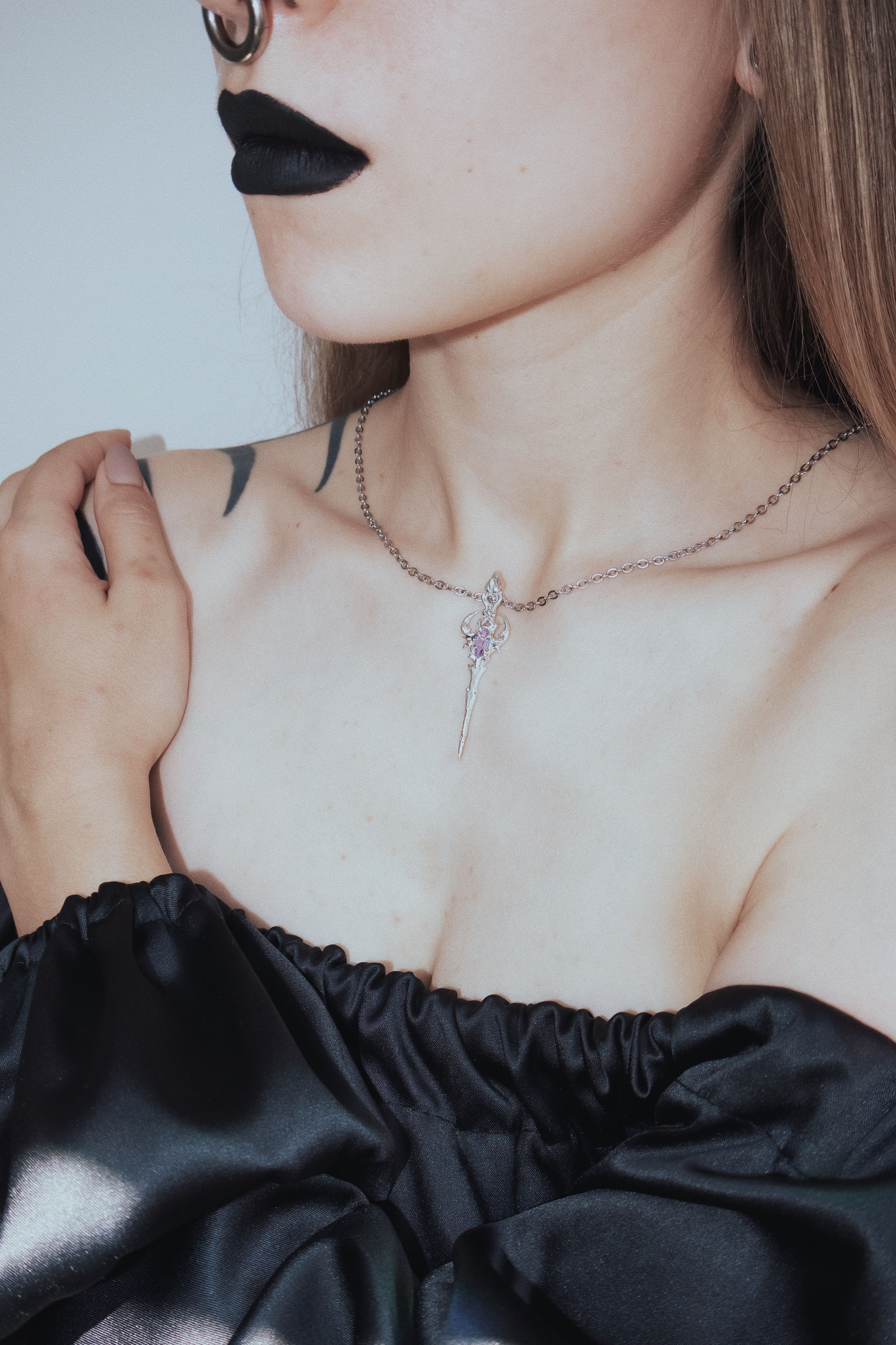 Gothic Cybersigilism sword with Amethyst