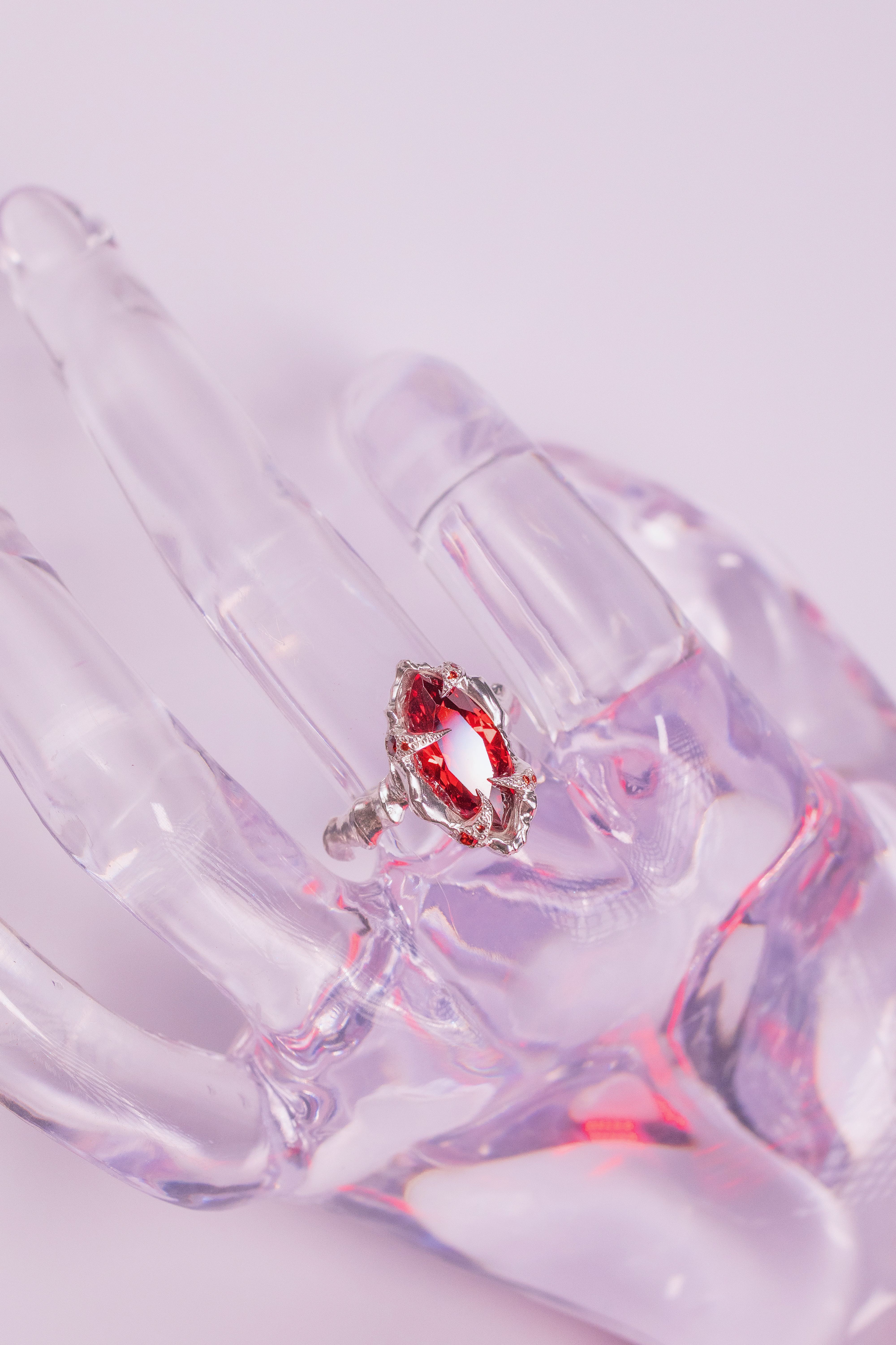 Organic Red CZ Ring