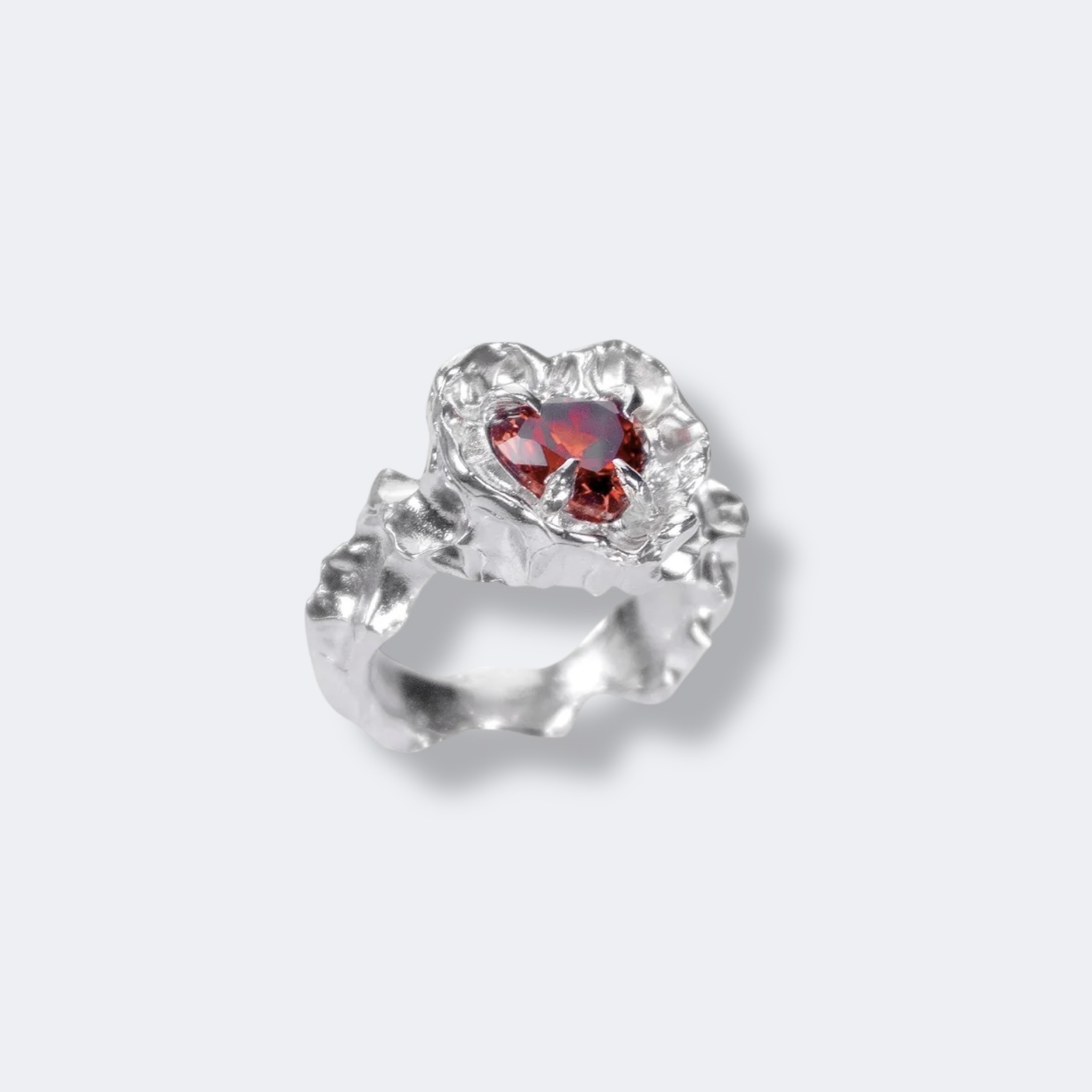One-of-a-kind ring with a large heart-shaped stone