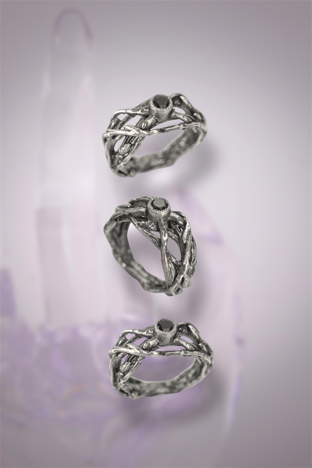 Ring with branches and stone