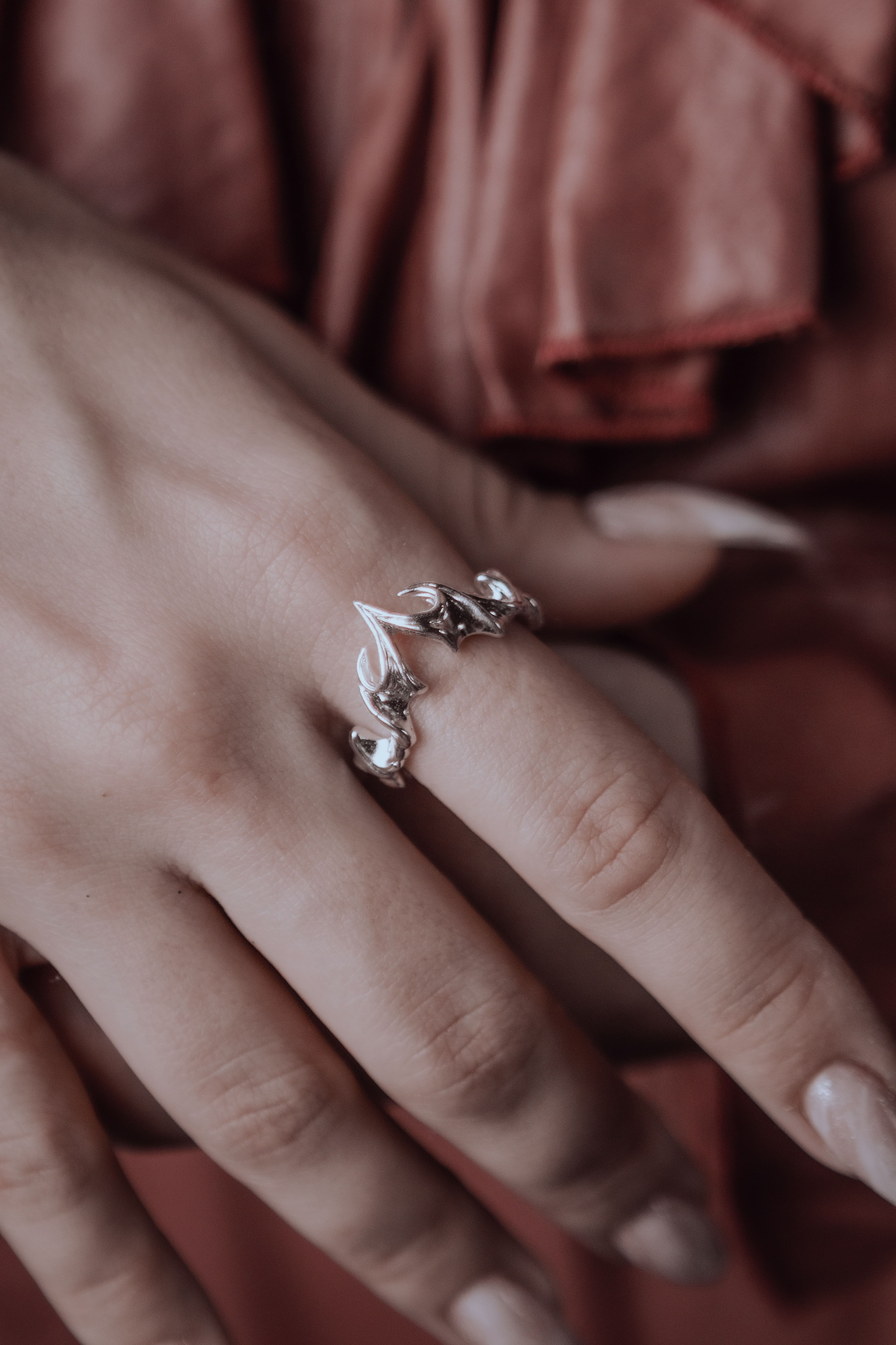 Gothic bat ring