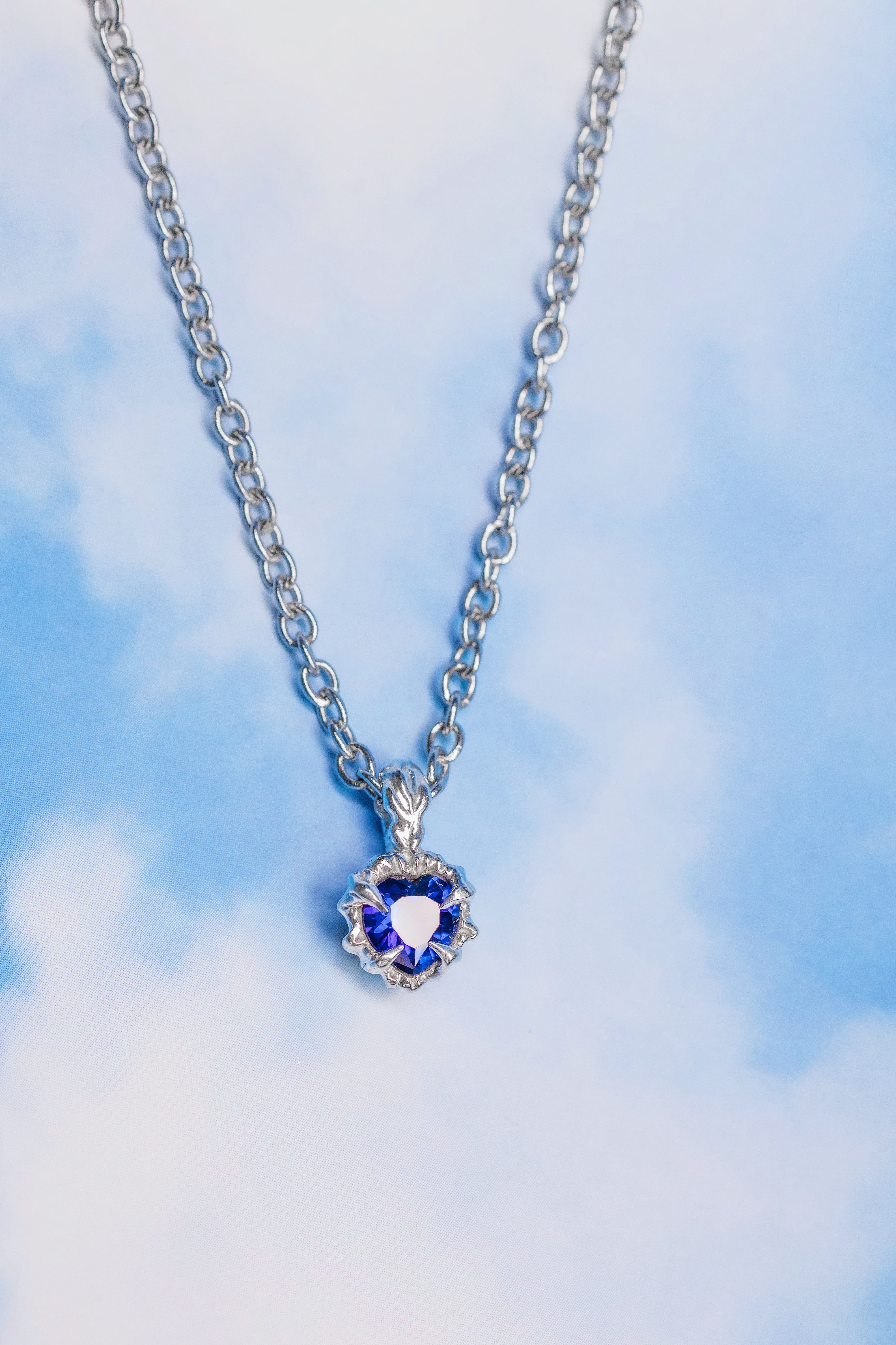 Tiny blue heart pendant