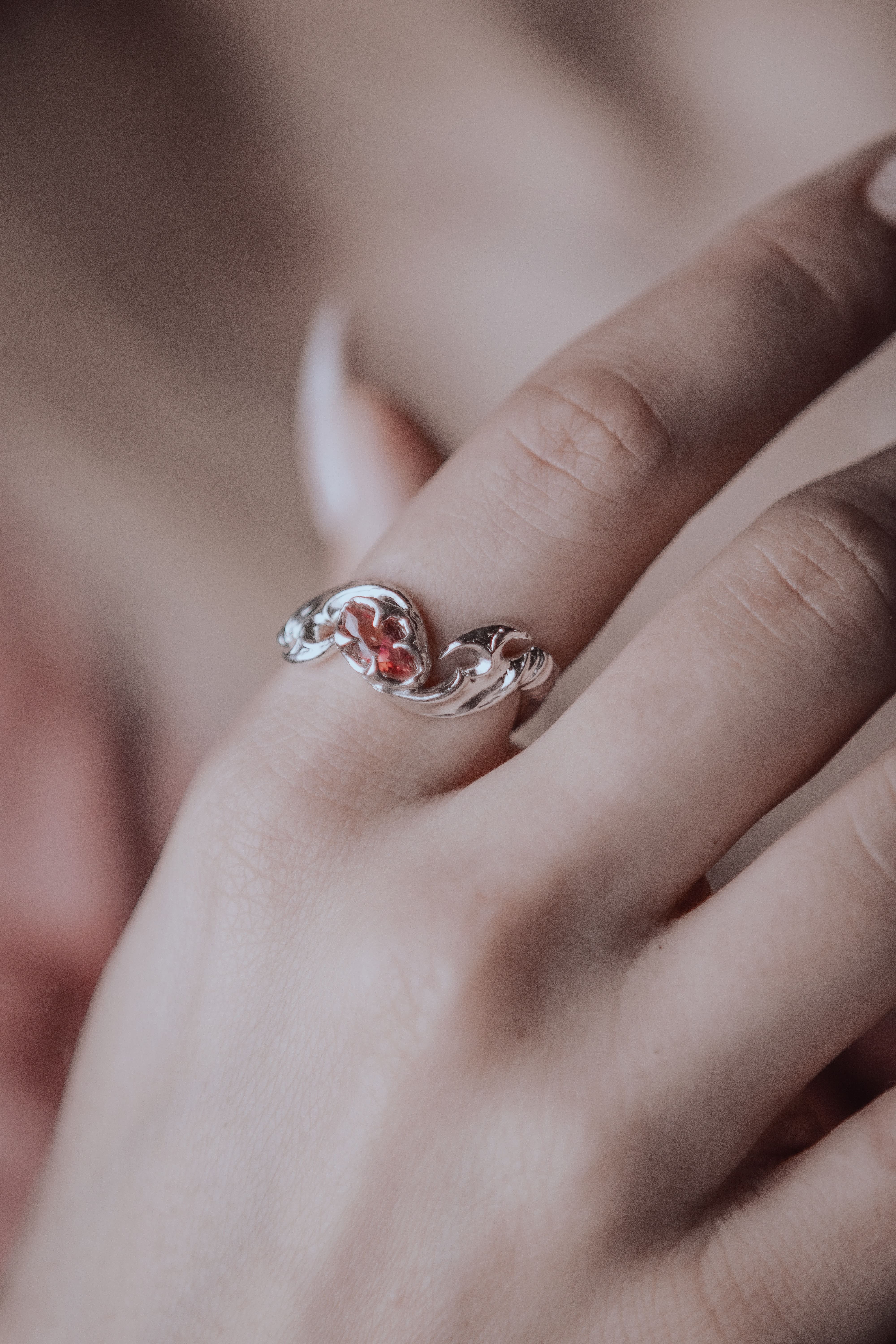 Tribal ring with marquise stone