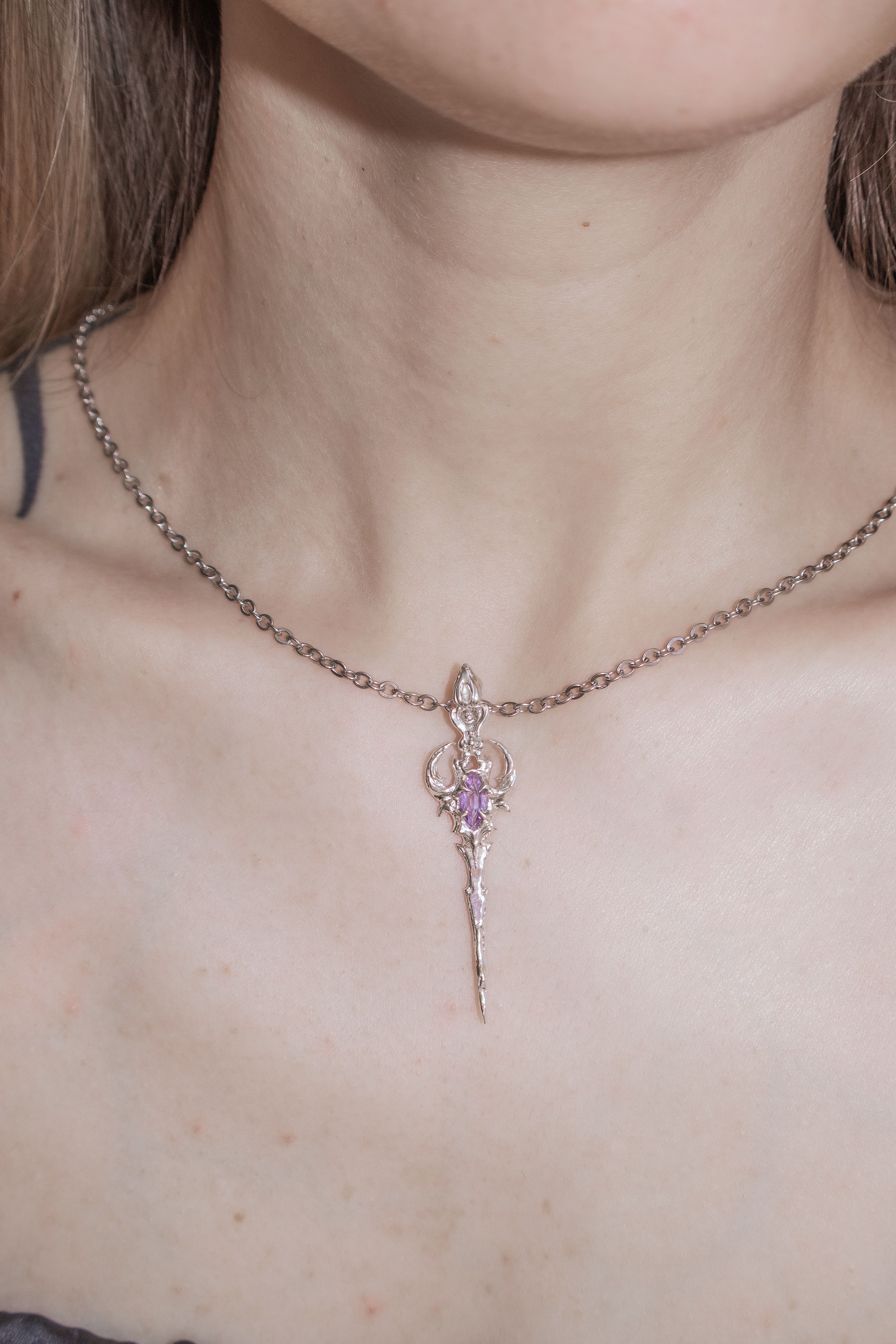 Gothic Cybersigilism sword with Amethyst