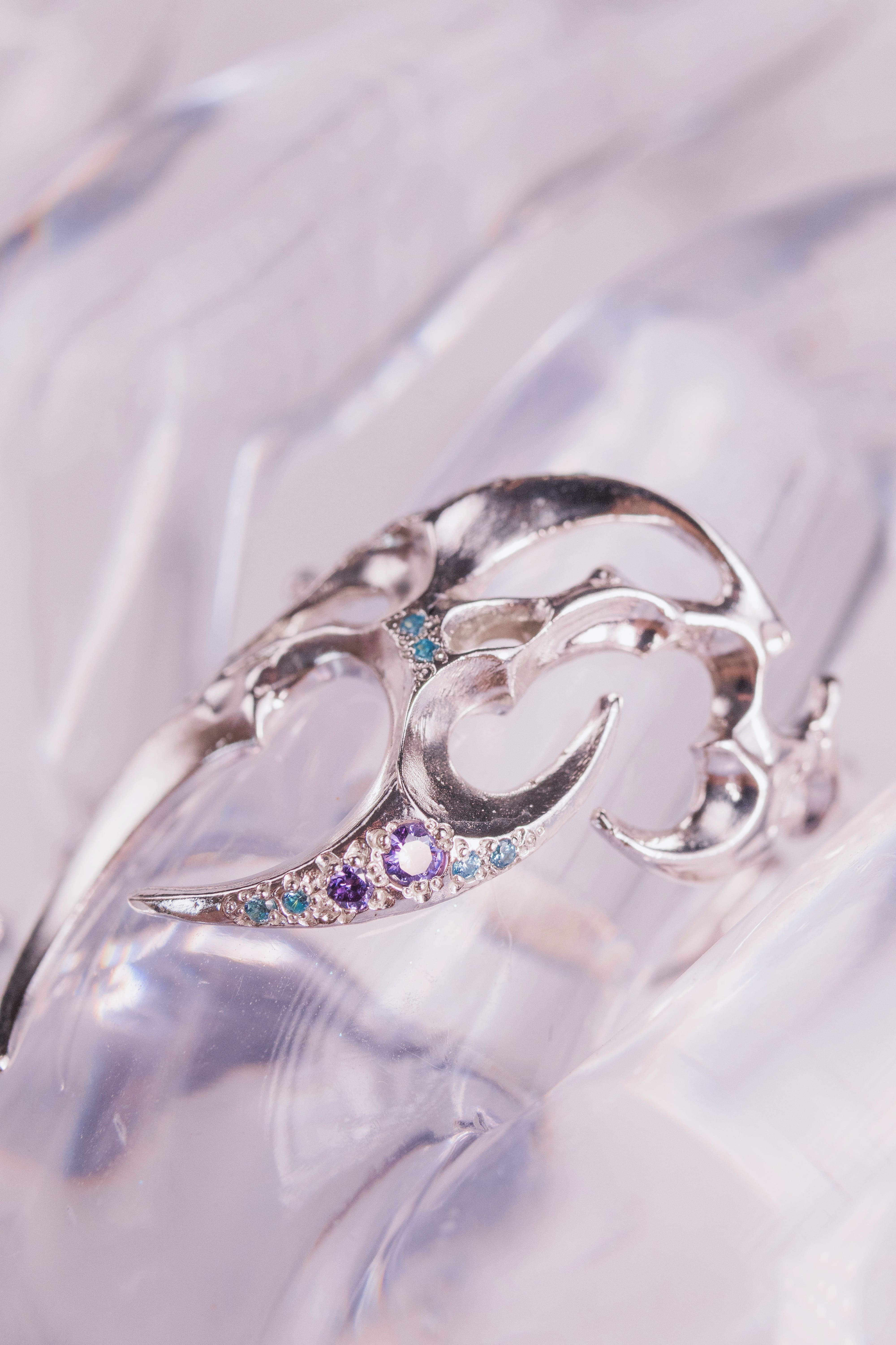 Diagonal Tribal Ring with Stones