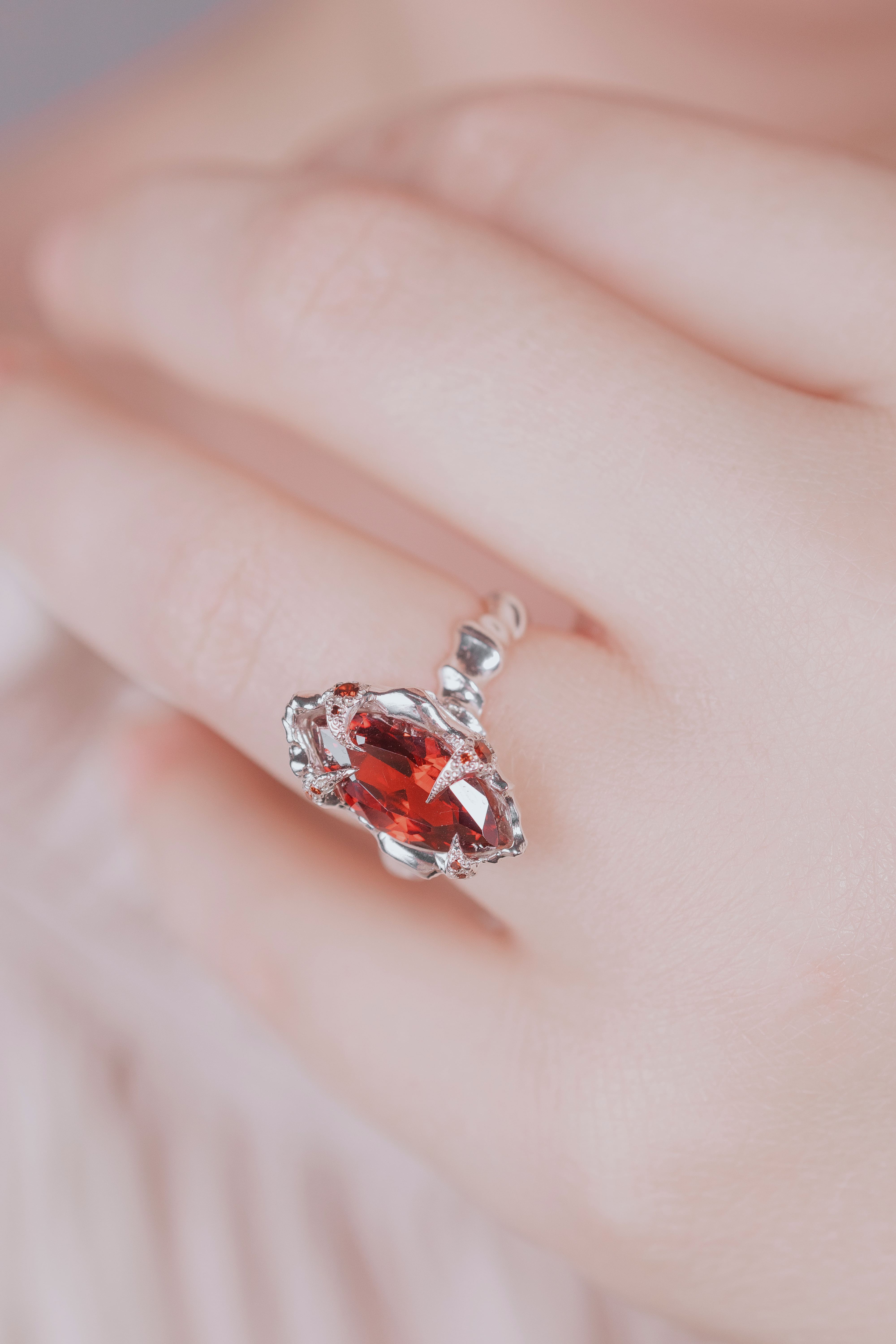 Organic Red CZ Ring