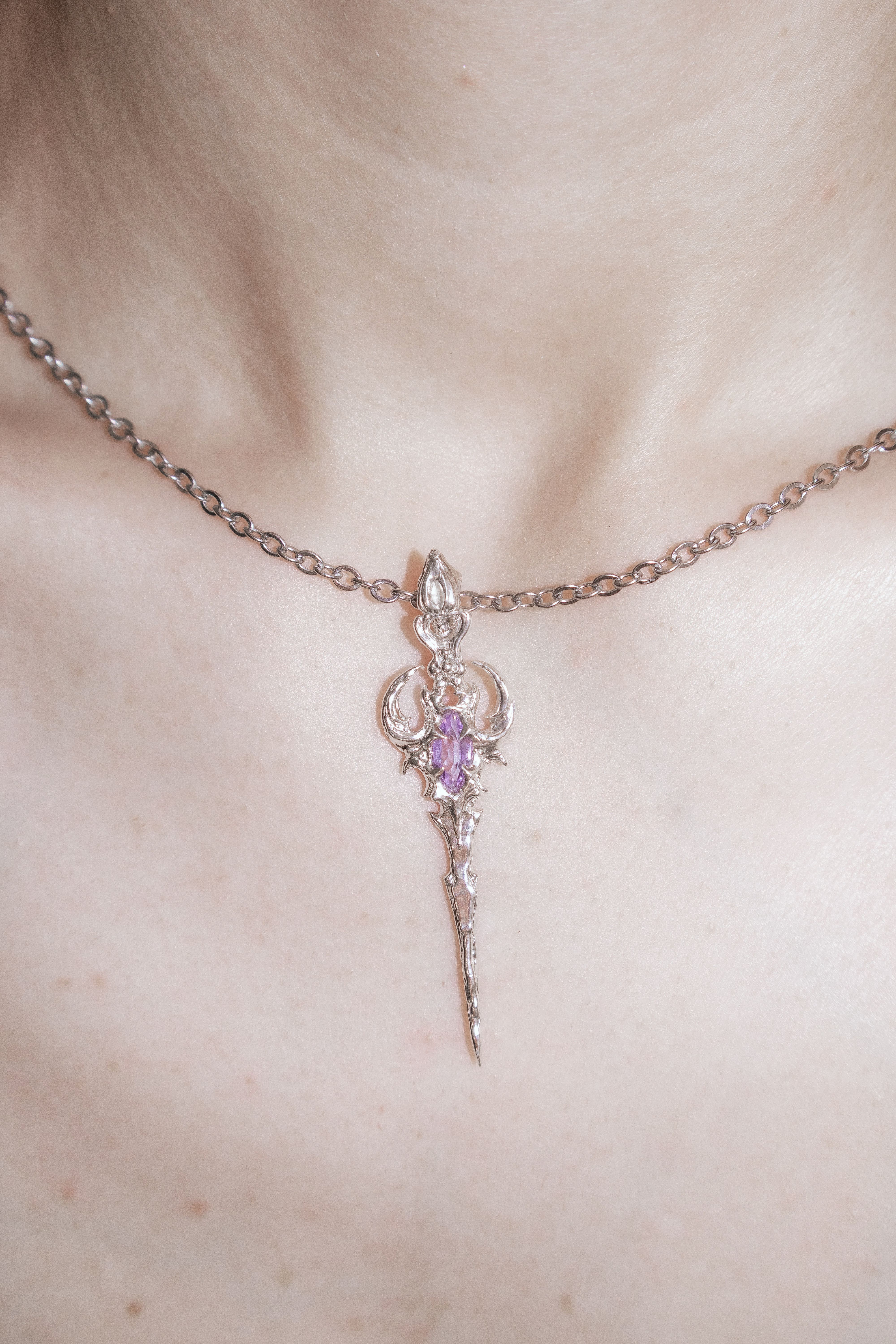 Gothic Cybersigilism sword with Amethyst