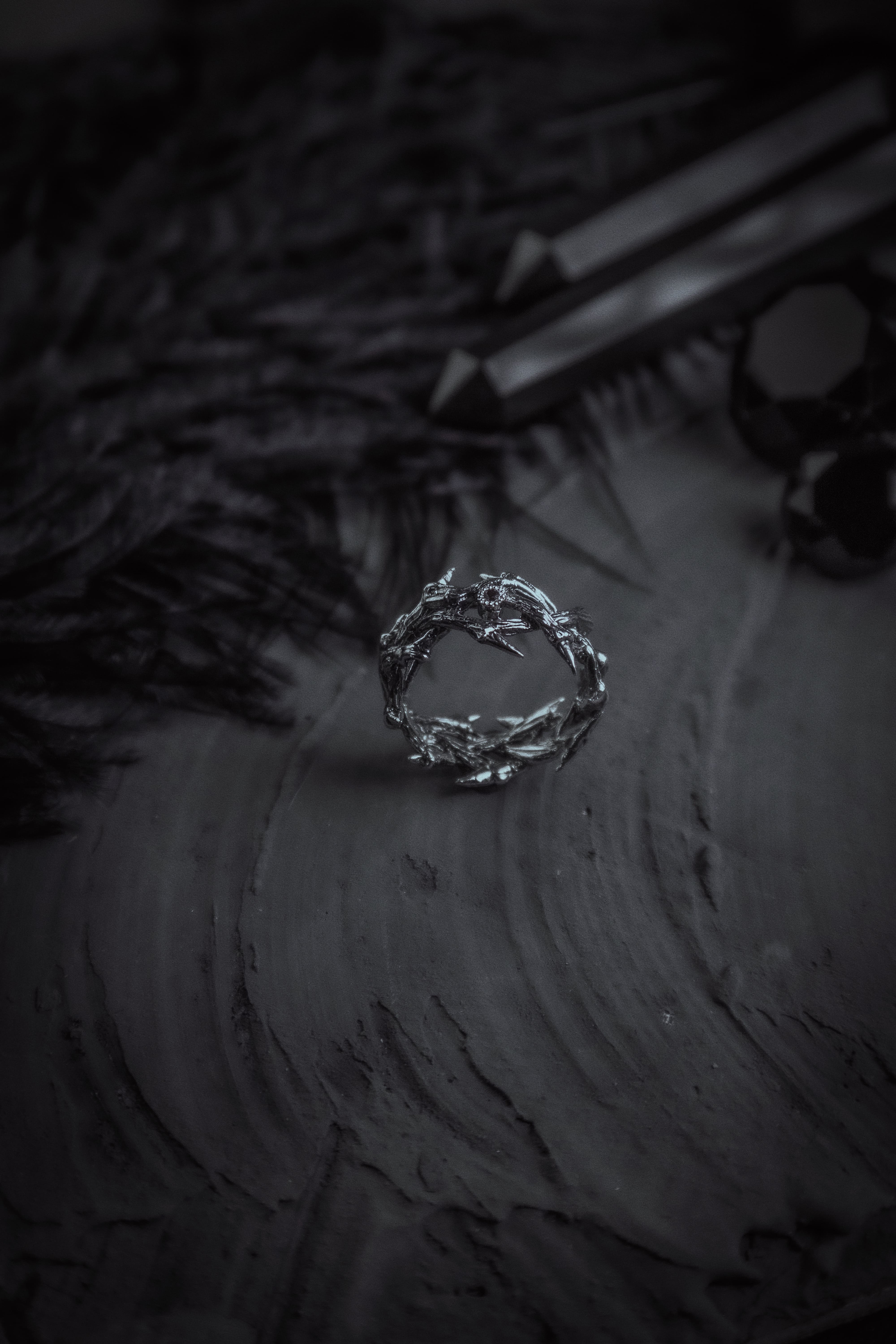 Crown of Thorns ring with stone