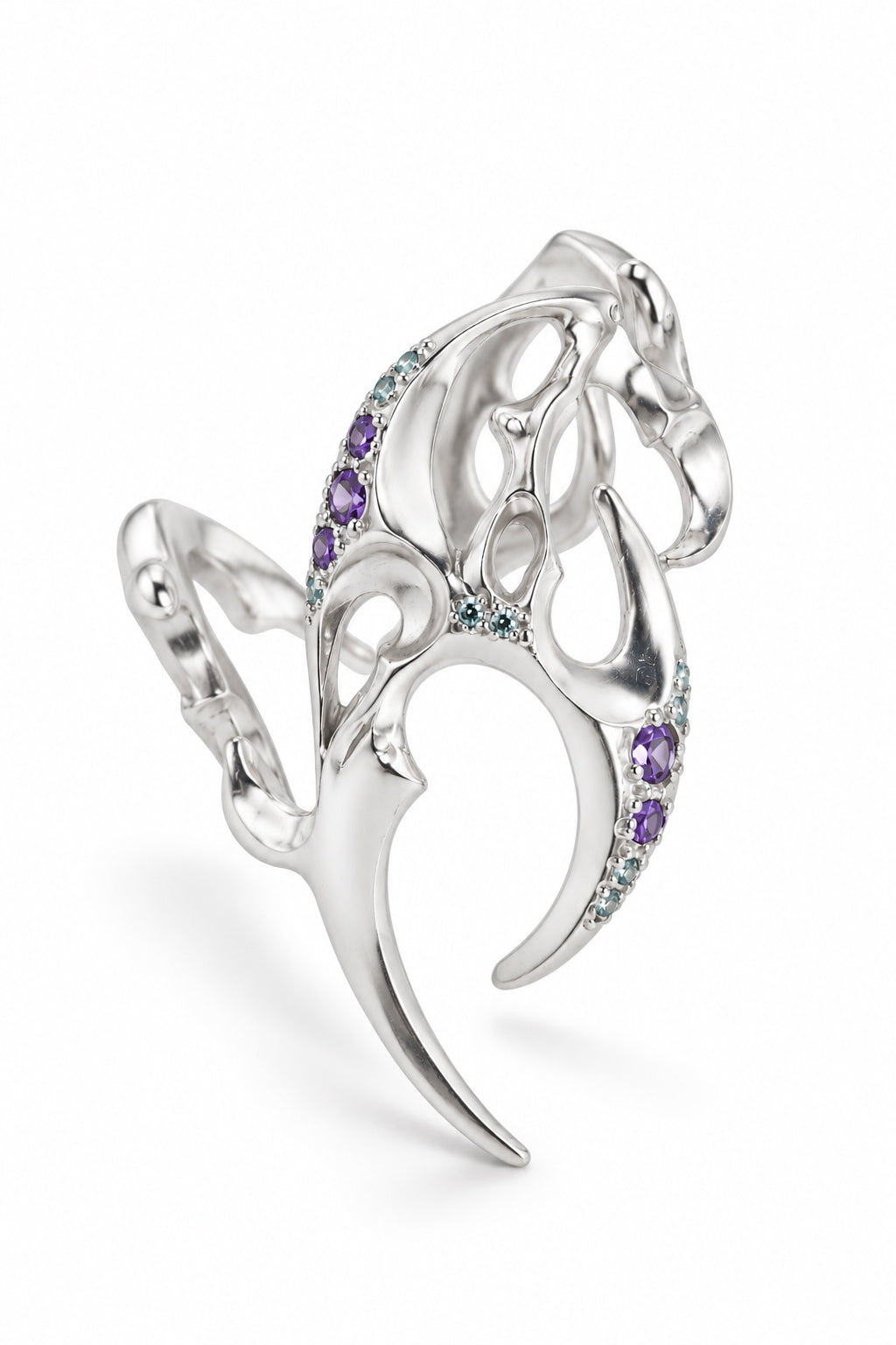 Diagonal Tribal Ring with Stones