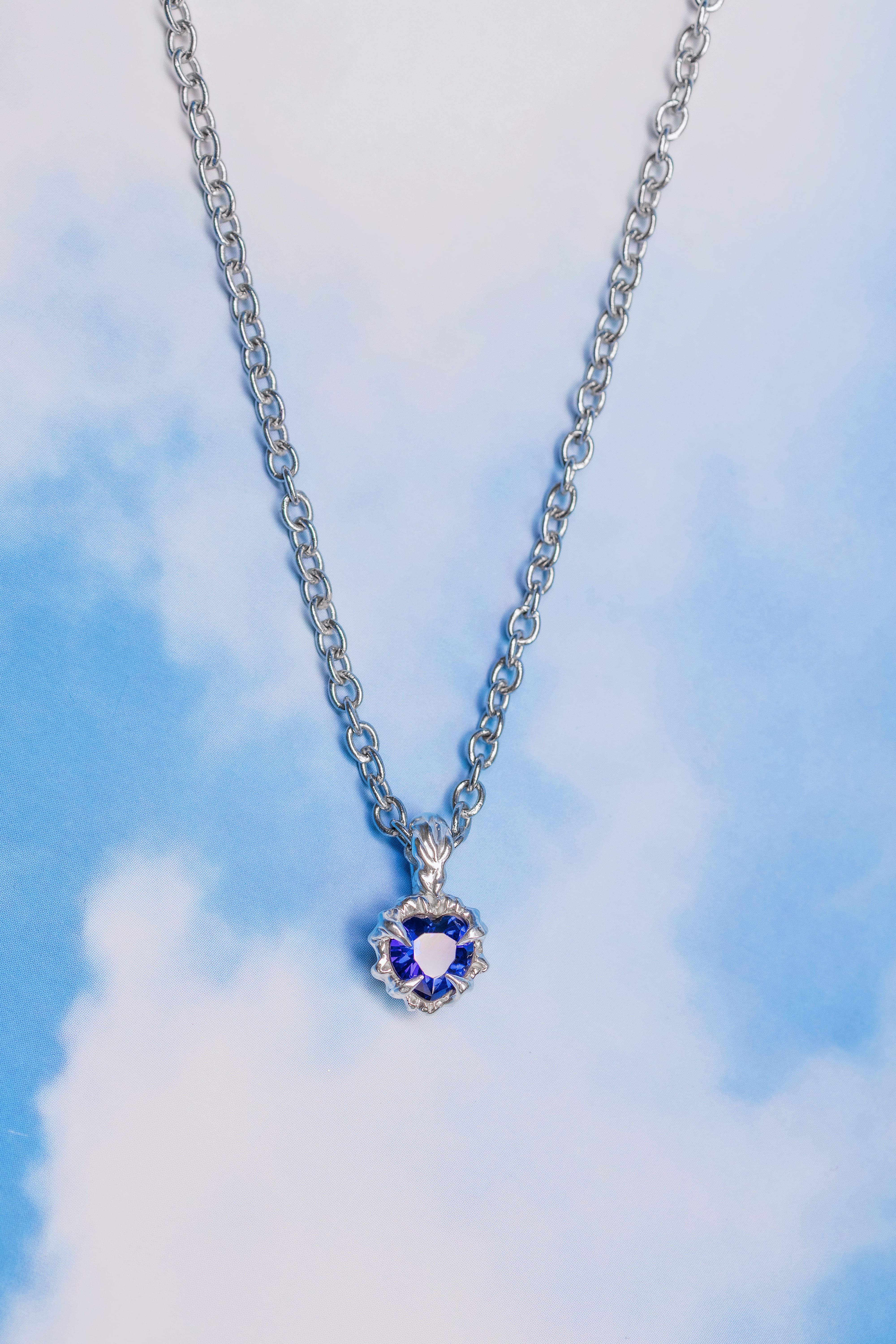 Tiny blue heart pendant
