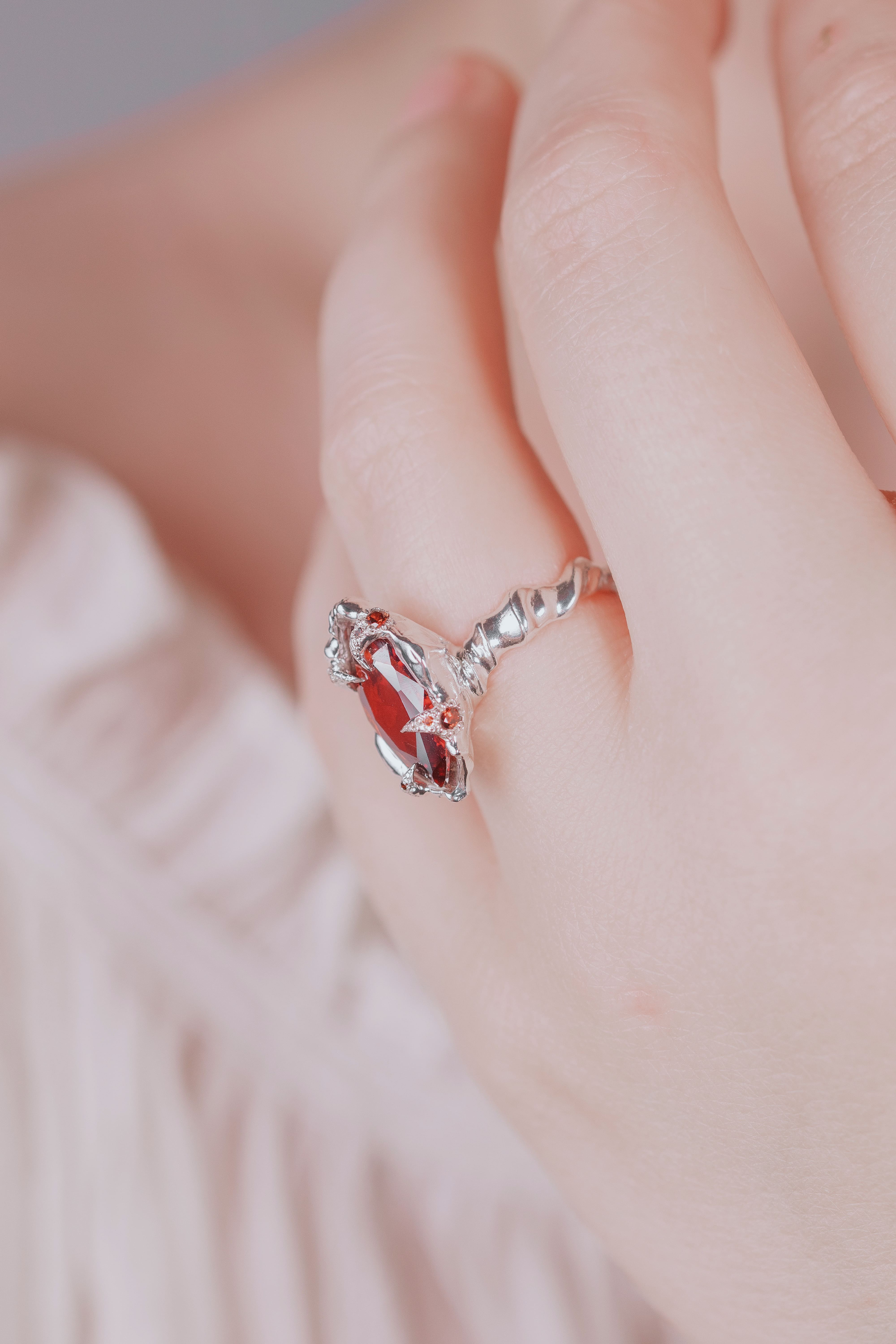 Organic Red CZ Ring