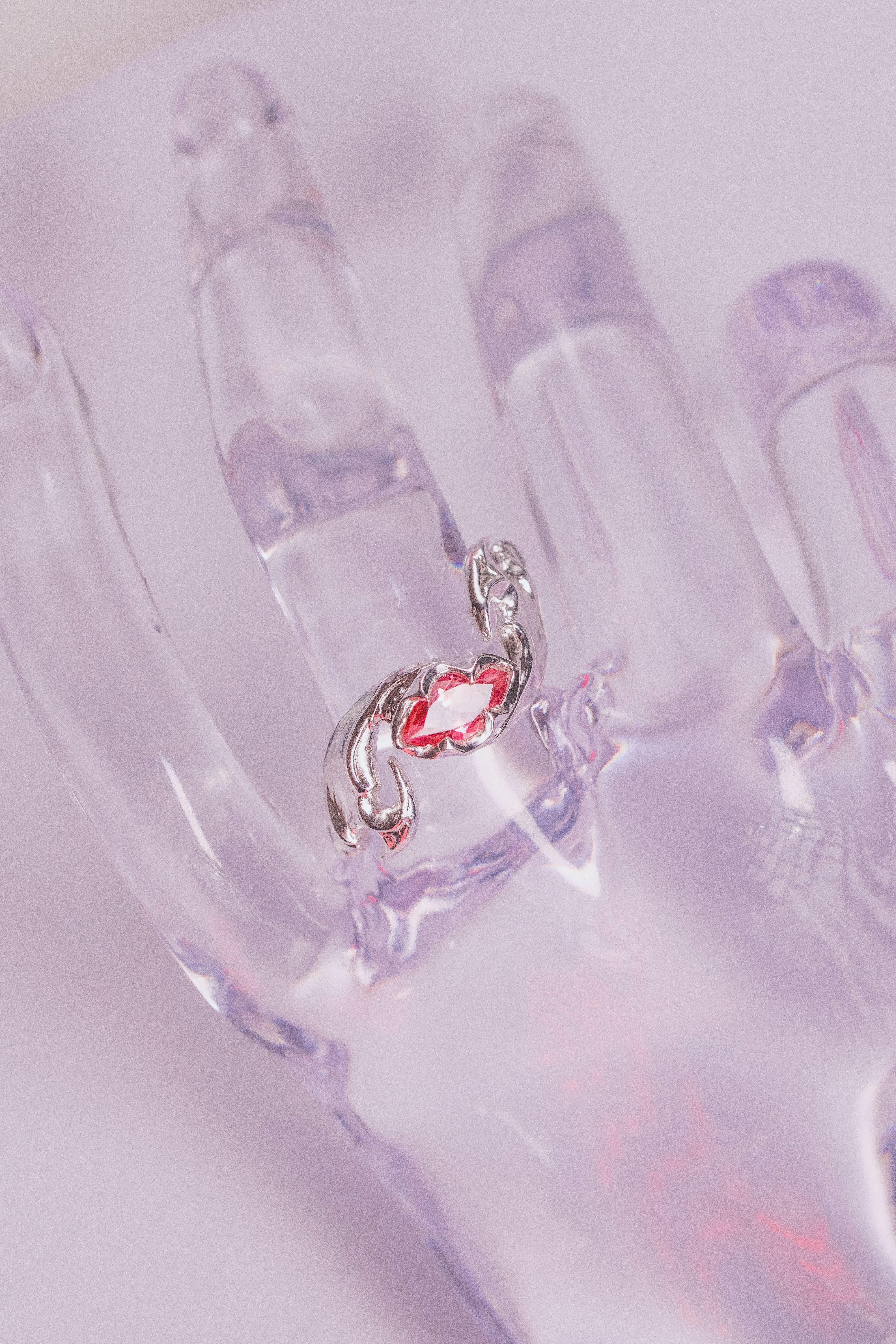 Tribal Ring with a Marquise-Cut Gem