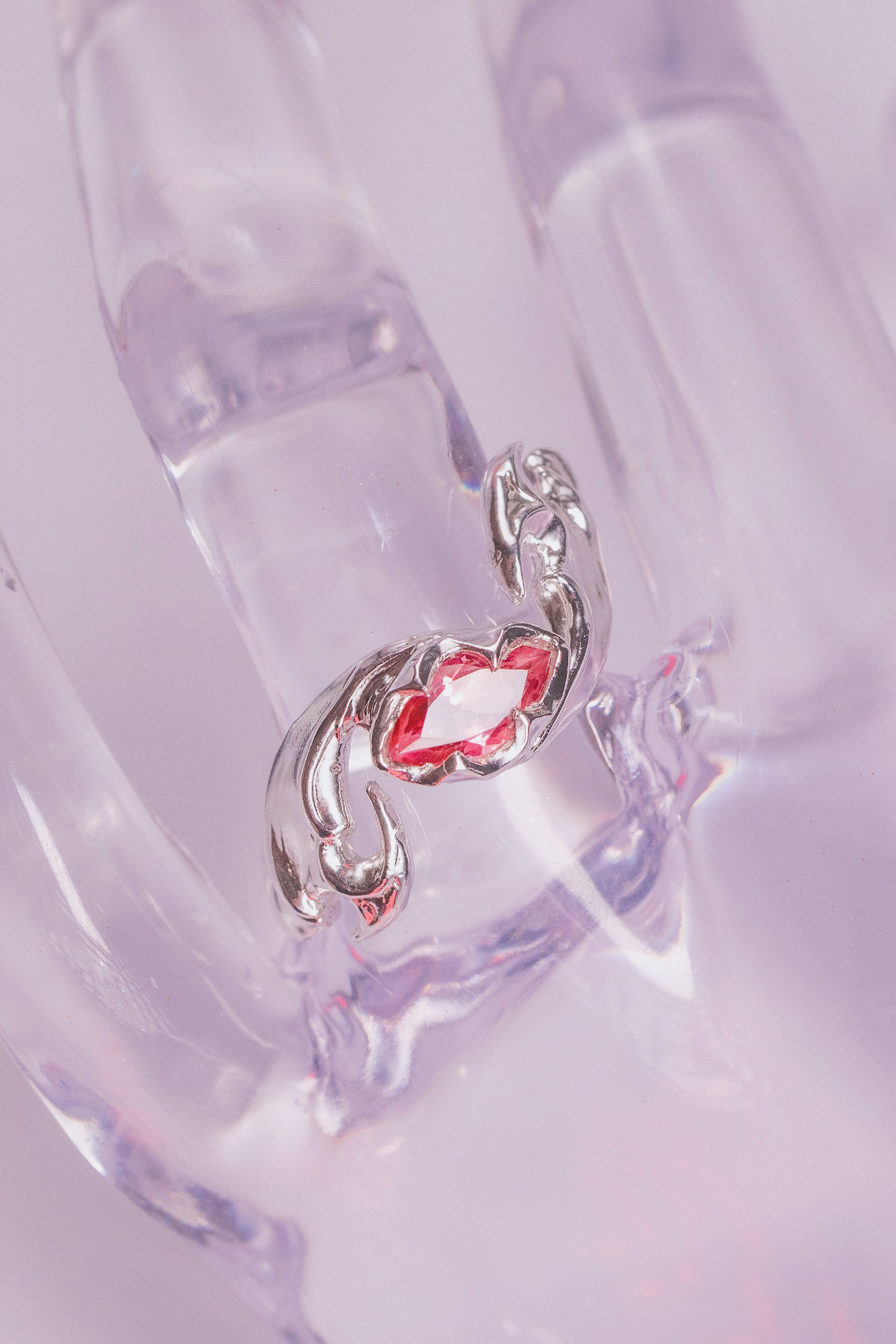 Tribal Ring with a Marquise-Cut Gem