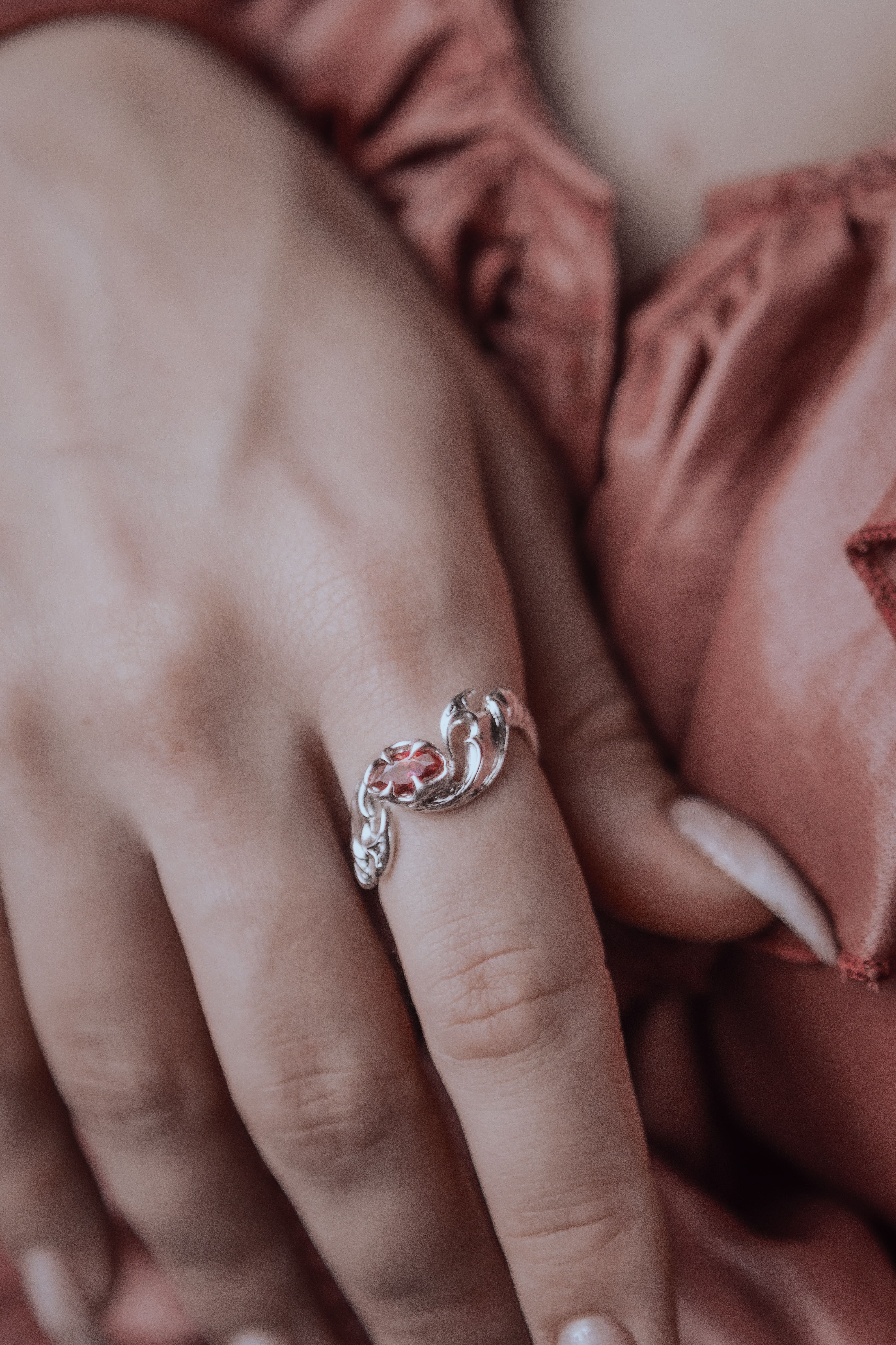 Tribal ring with marquise stone