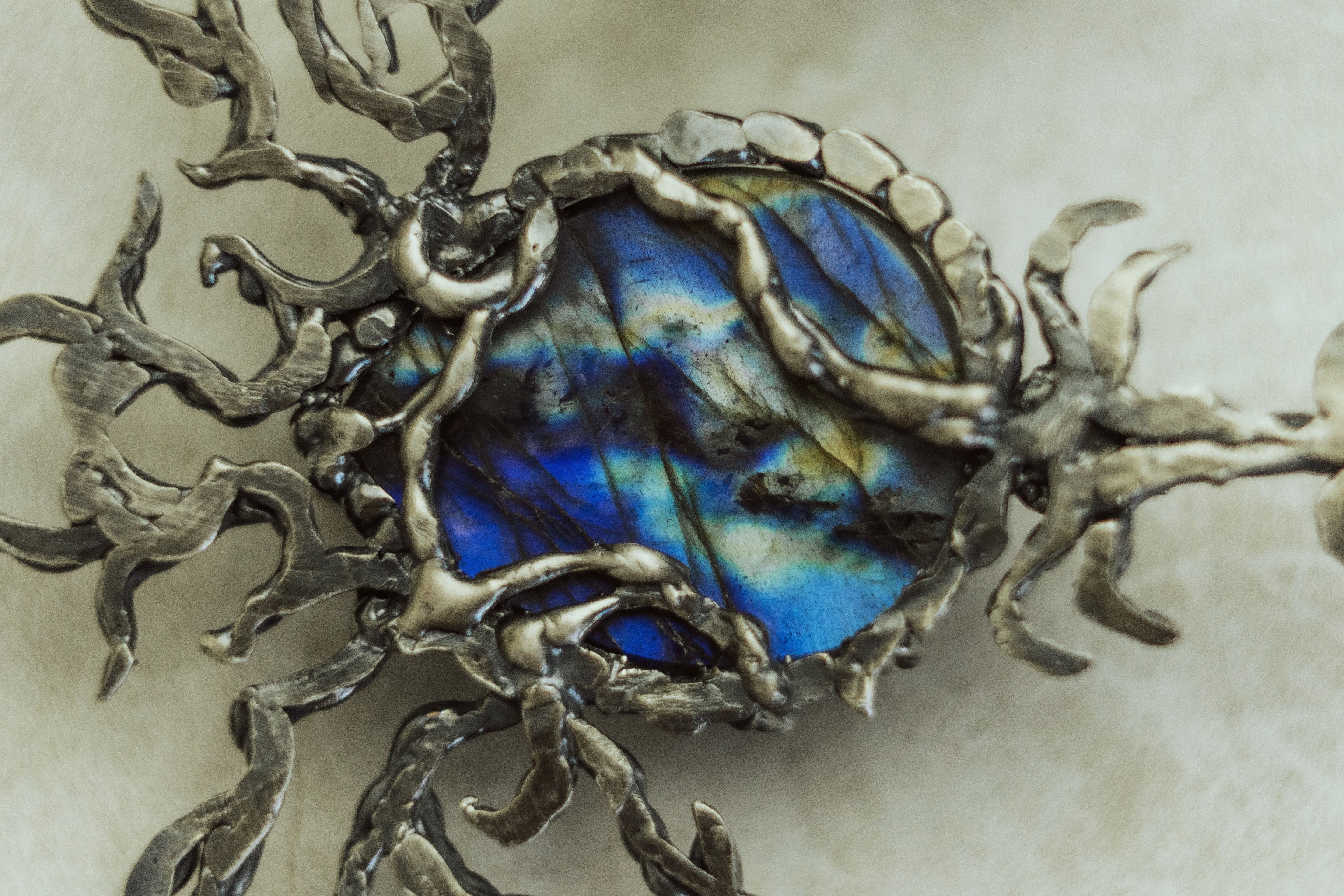 One-of-a-kind massive pendant with labradorite