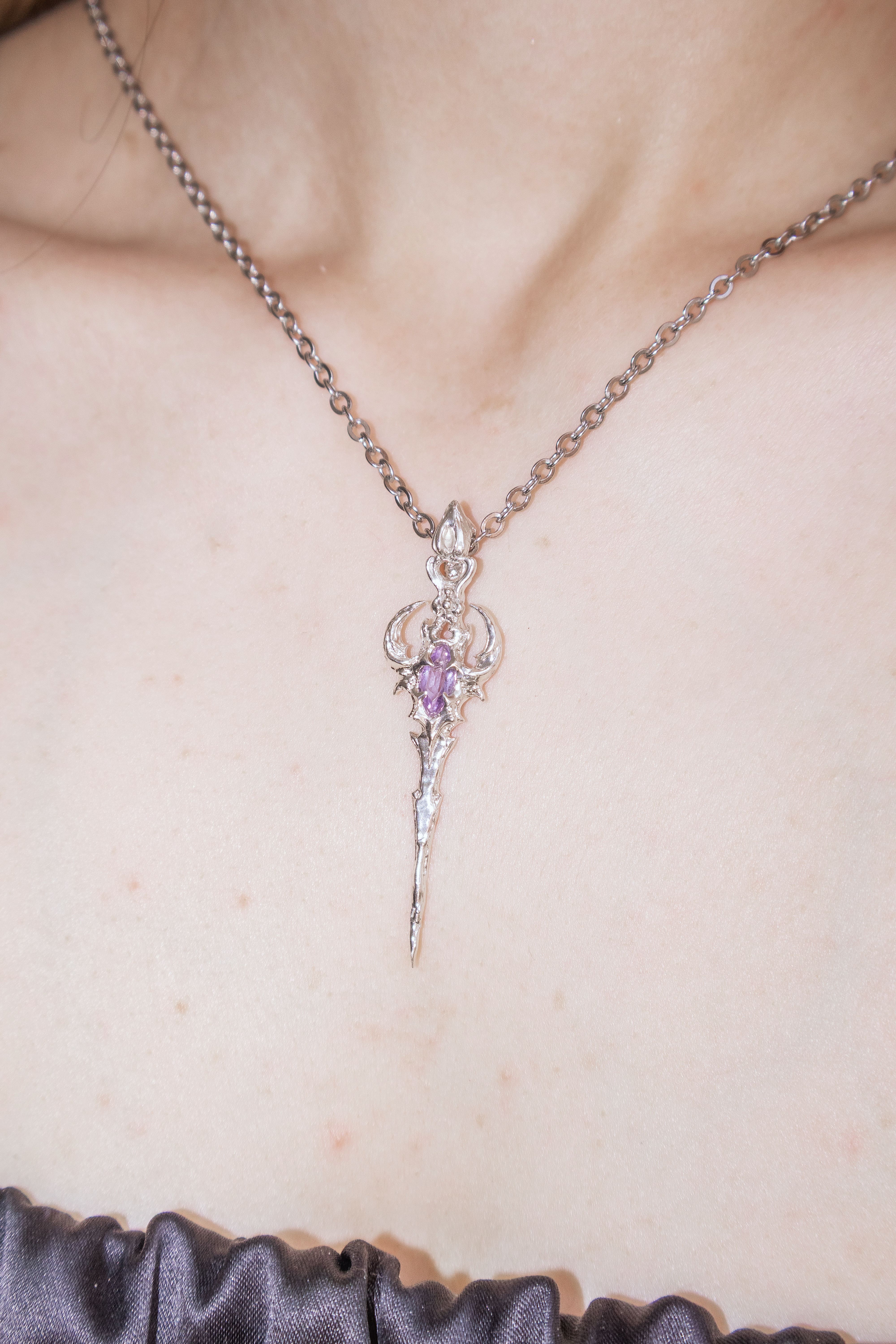 Gothic Cybersigilism sword with Amethyst