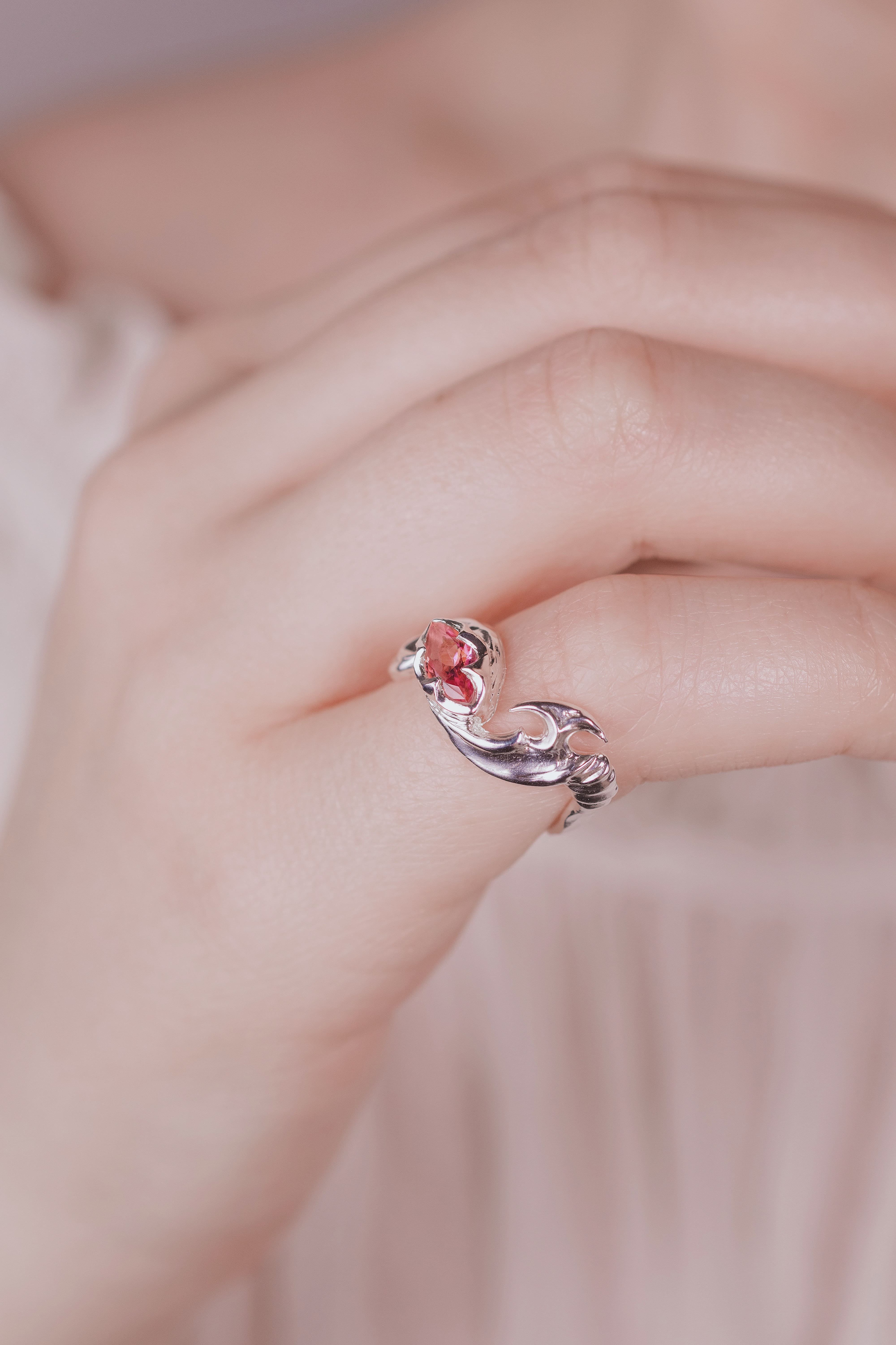 Tribal Ring with a Marquise-Cut Gem