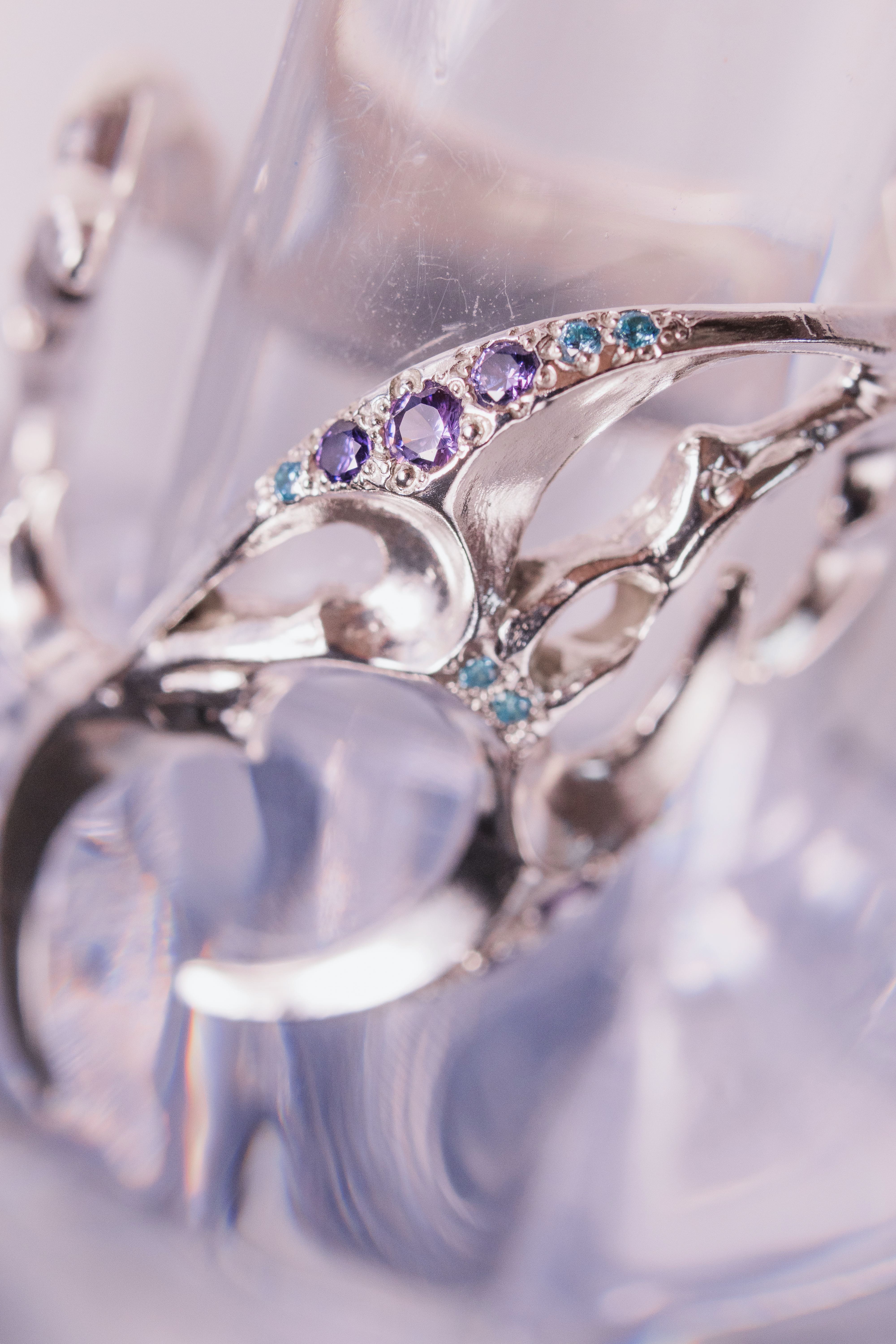 Diagonal Tribal Ring with Stones