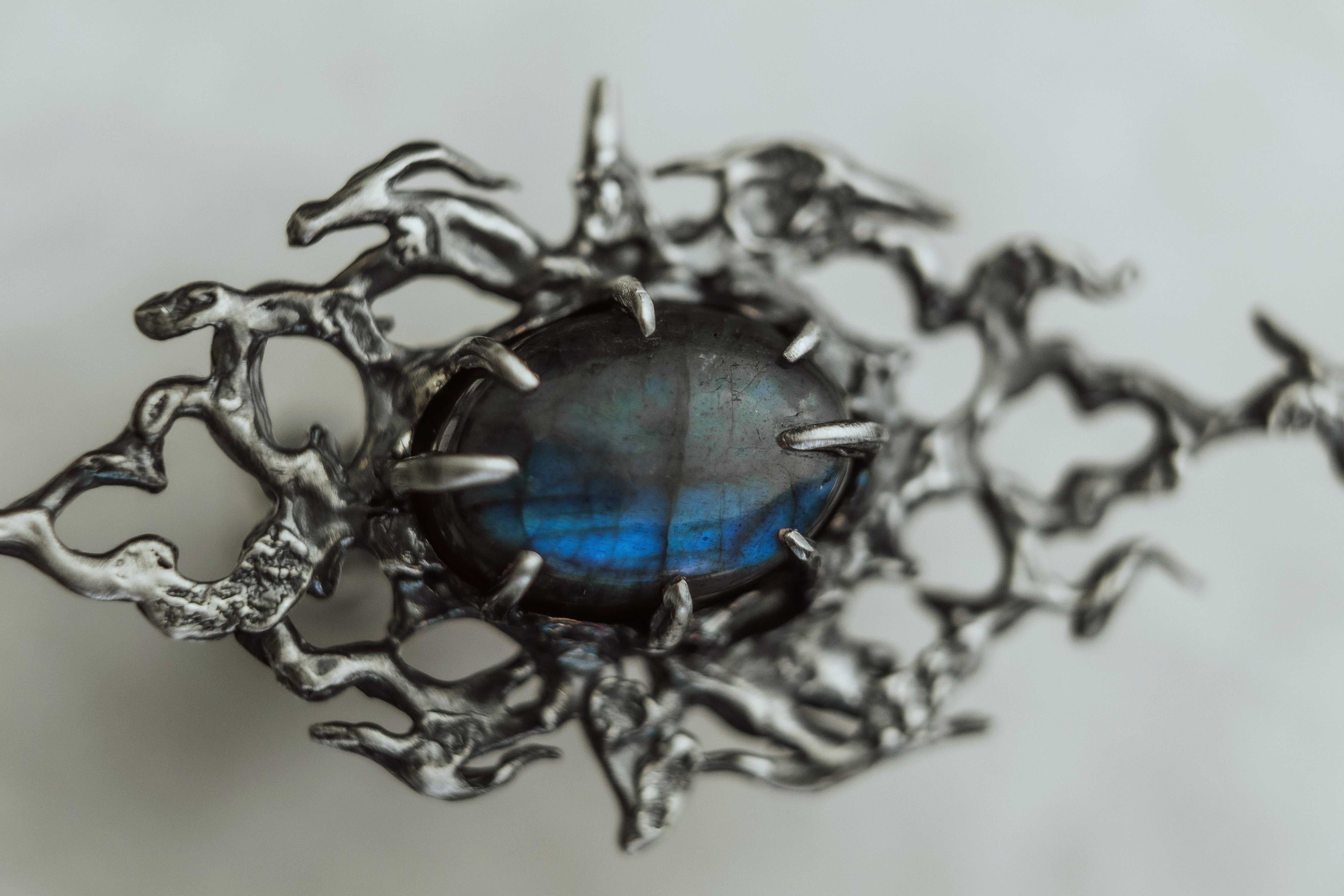 One-of-a-kind ring with labradorite Size 17.5