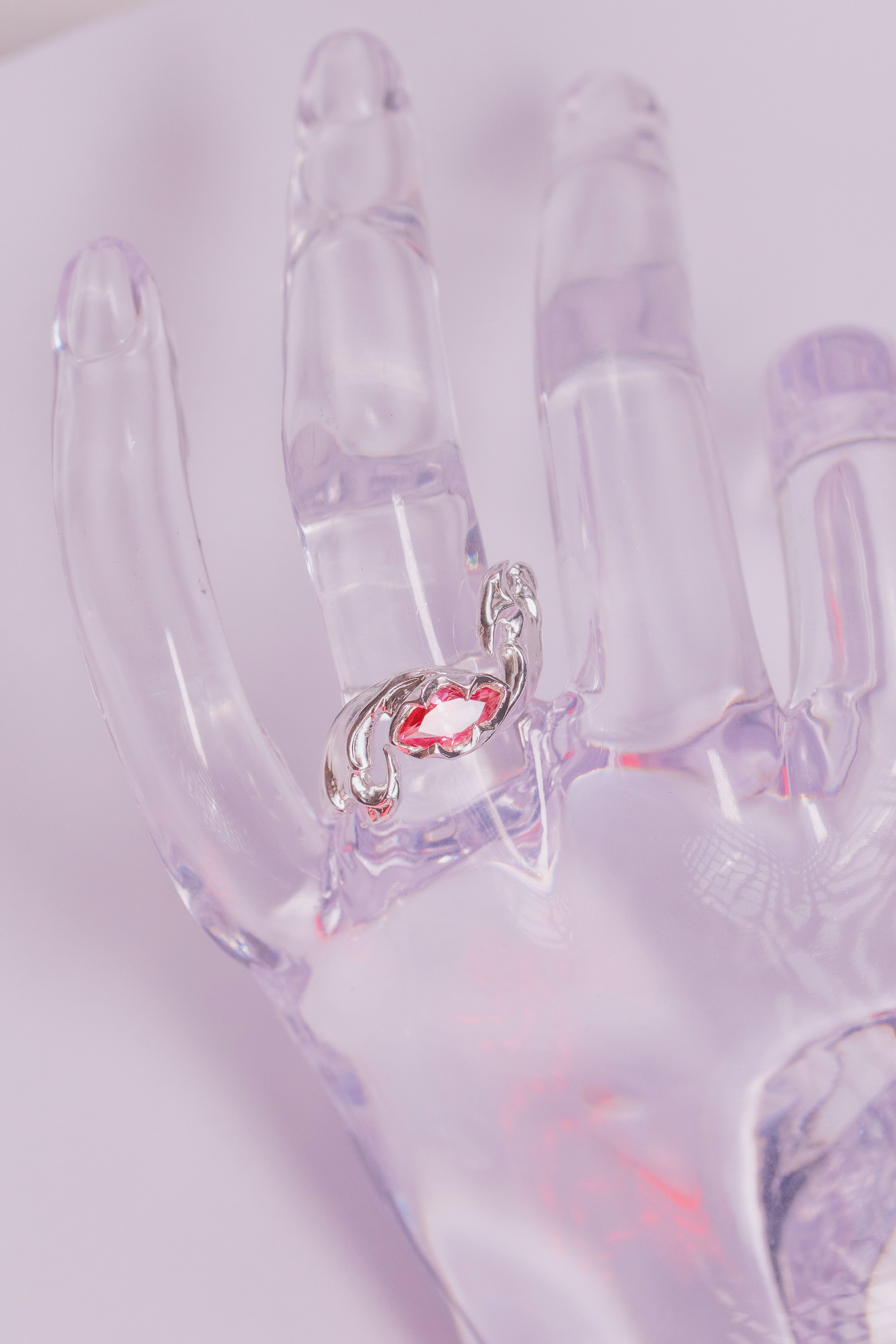 Tribal Ring with a Marquise-Cut Gem
