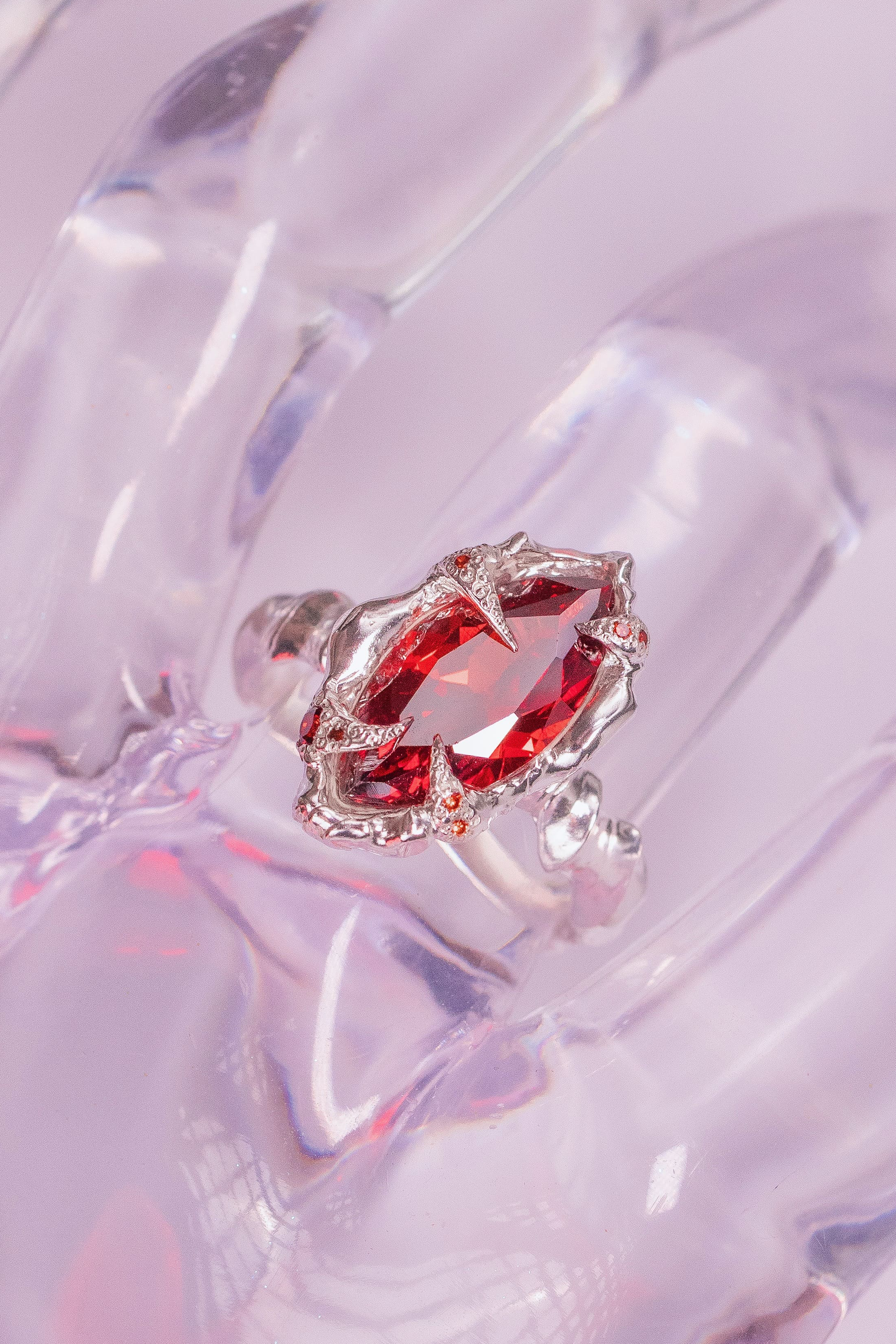 Organic Red CZ Ring