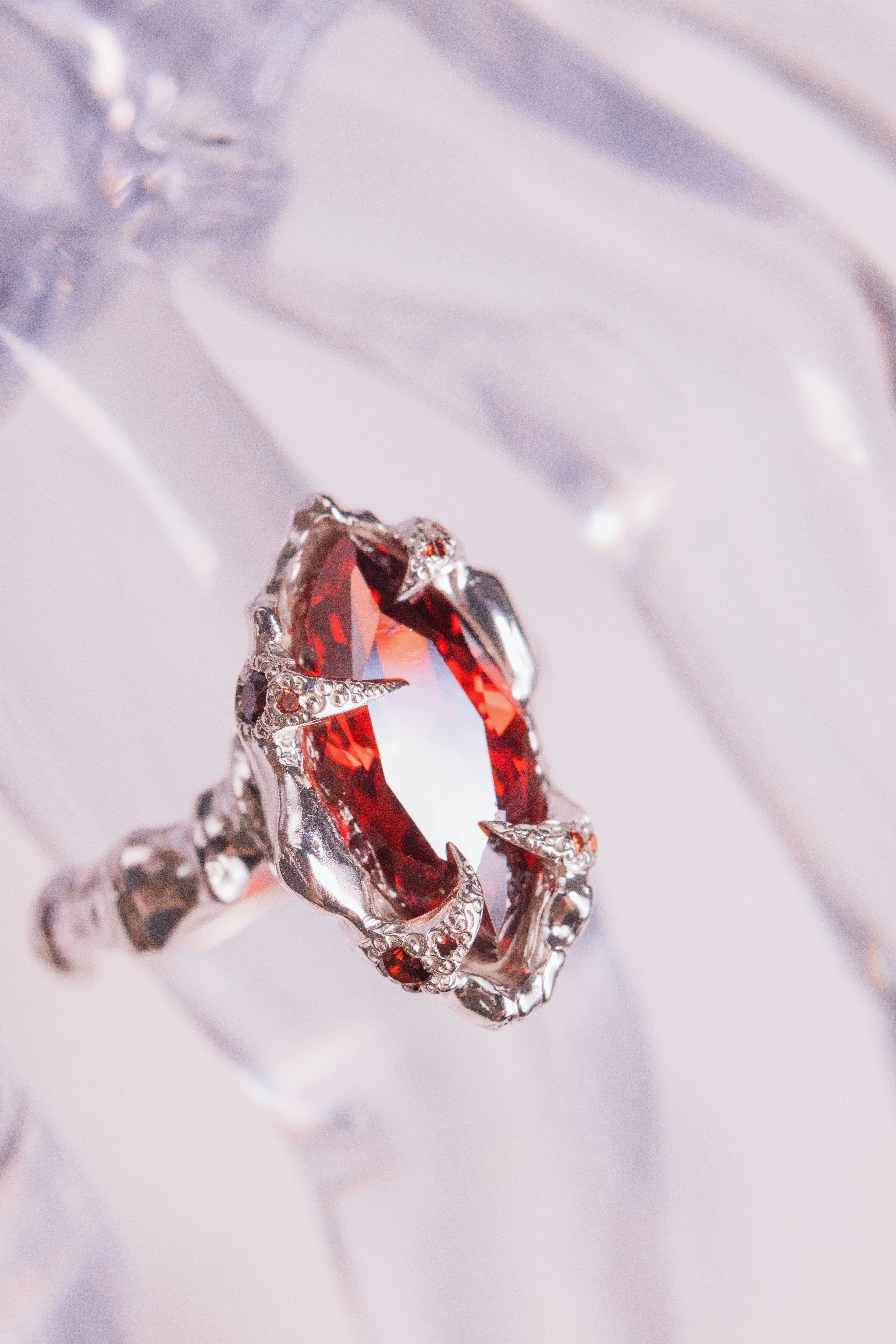 Organic Red CZ Ring