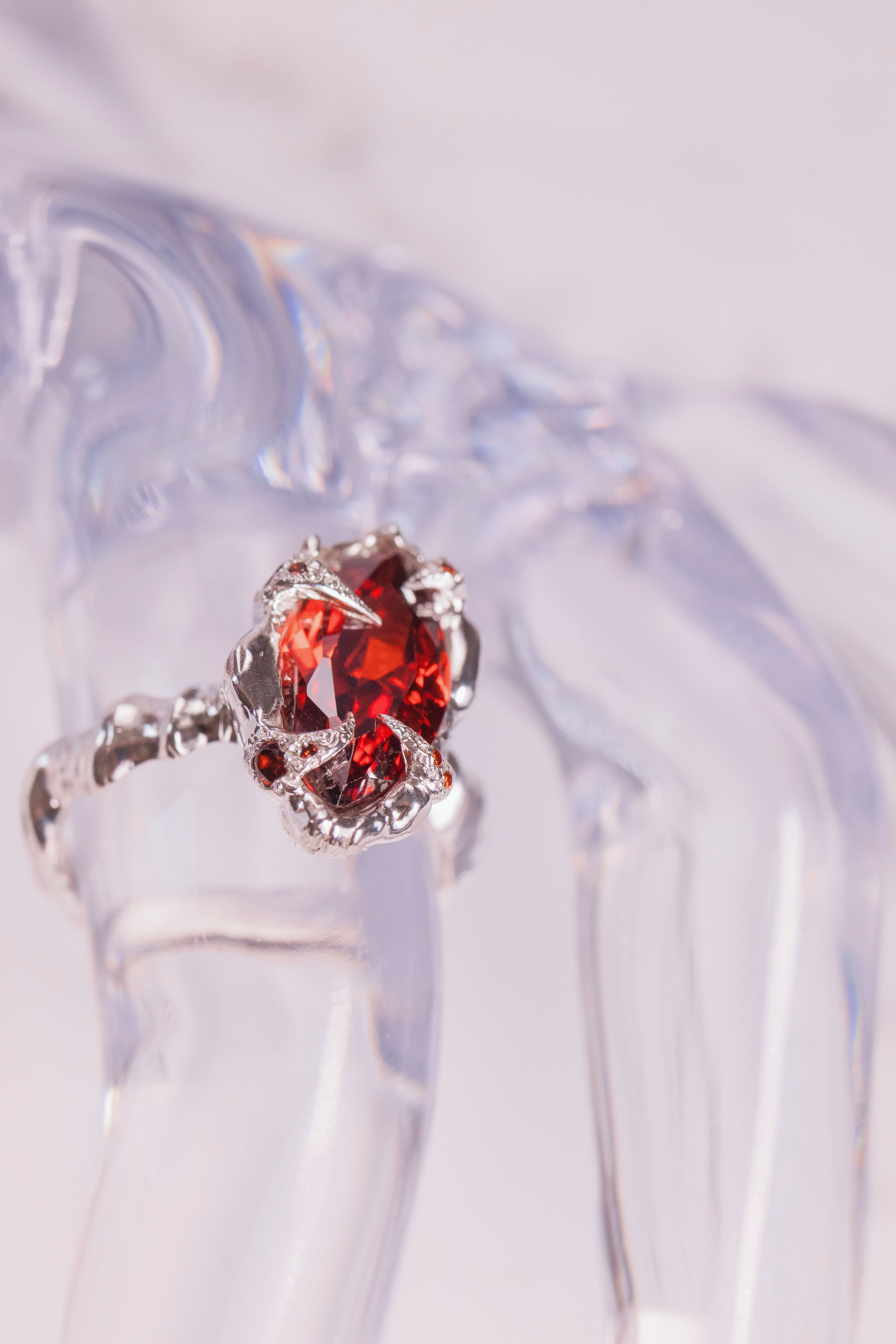 Organic Red CZ Ring
