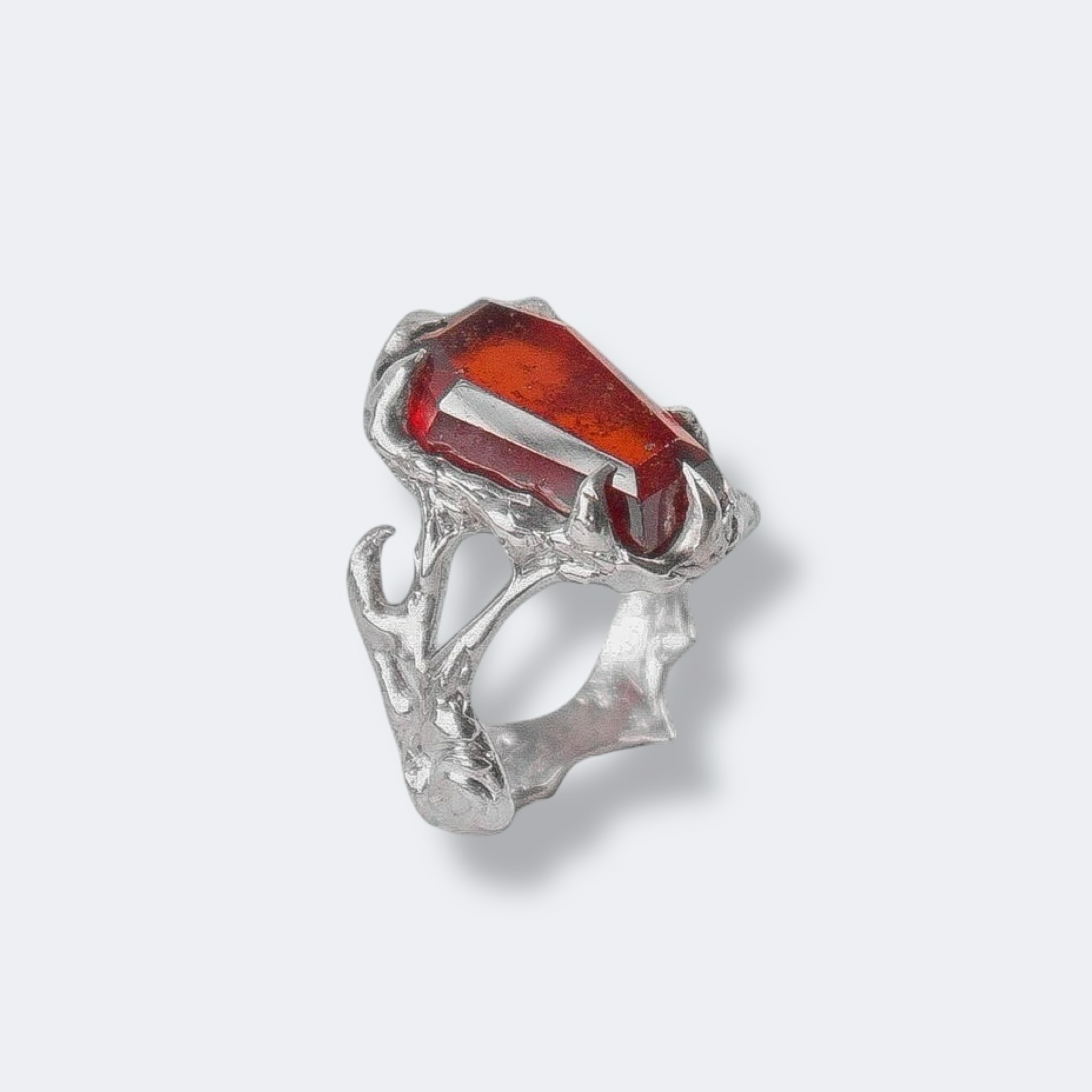 Ring with coffin shaped garnet