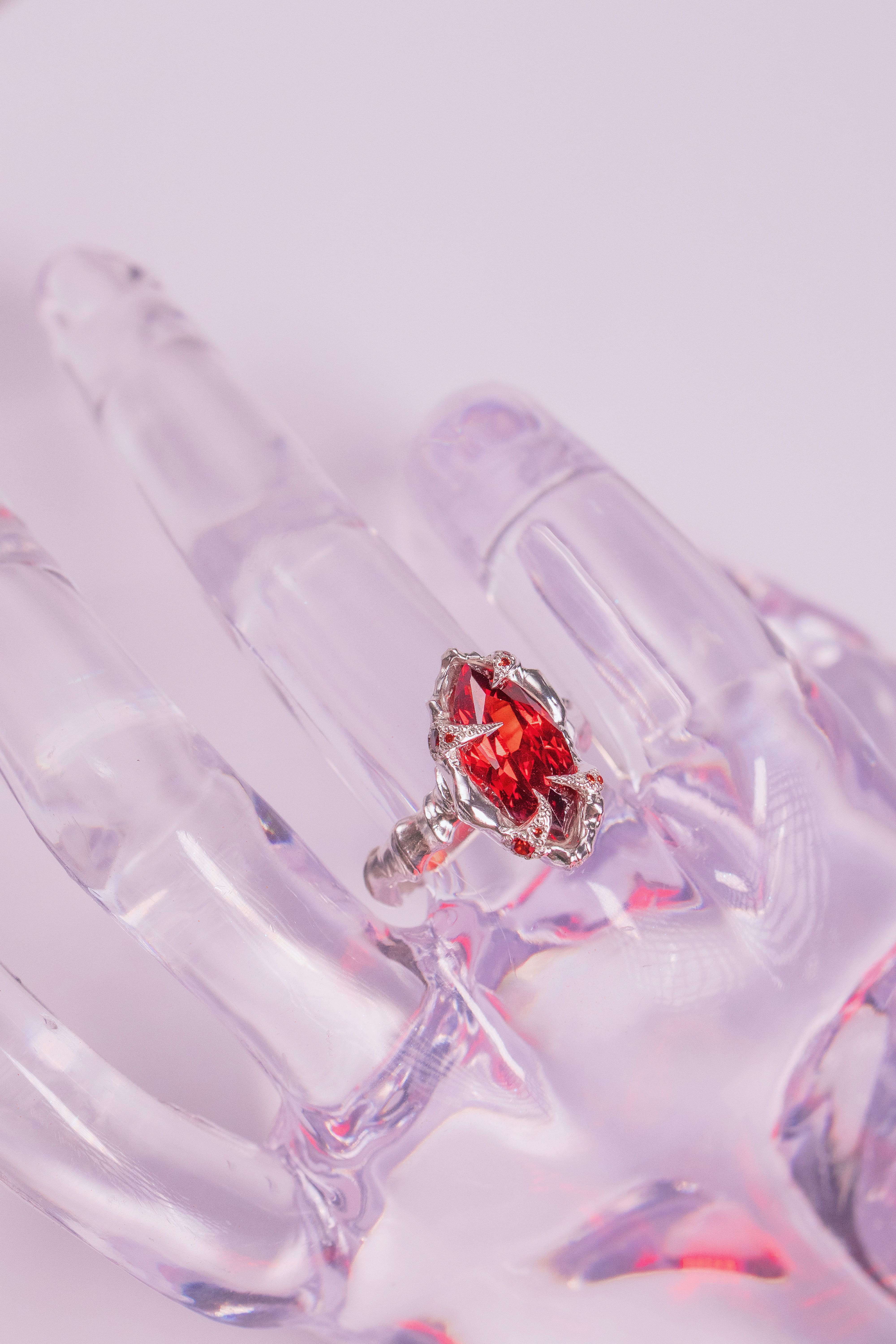 Organic Red CZ Ring