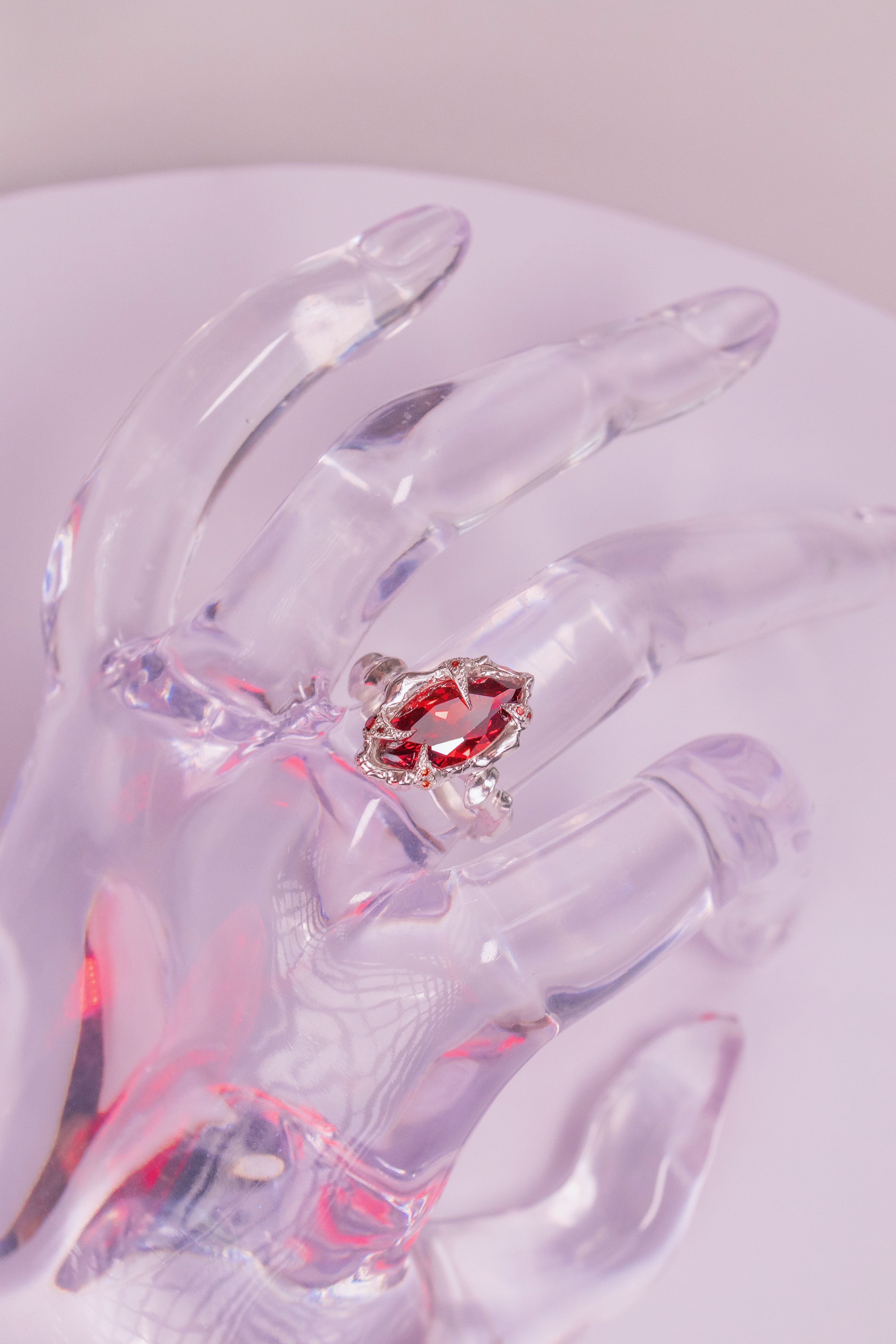 Organic Red CZ Ring