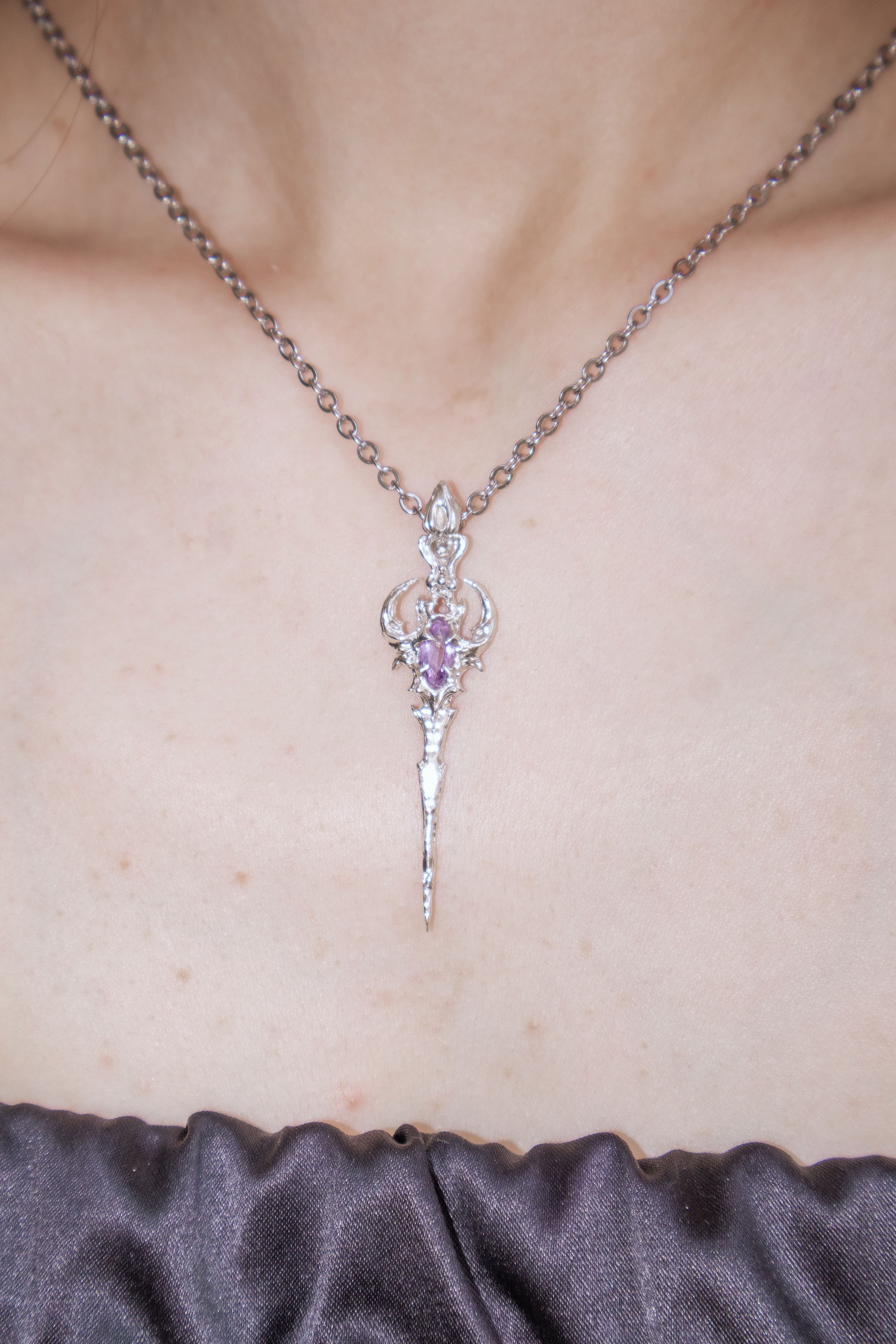 Gothic Cybersigilism sword with Amethyst