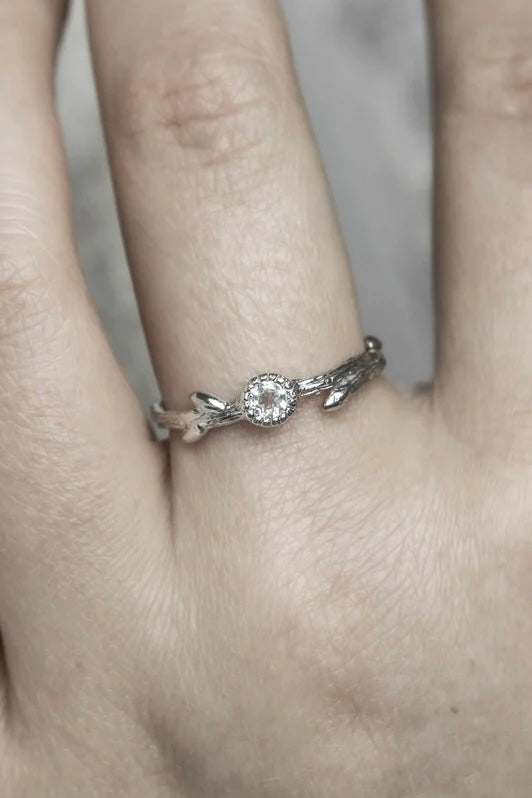 Branch ring with stone