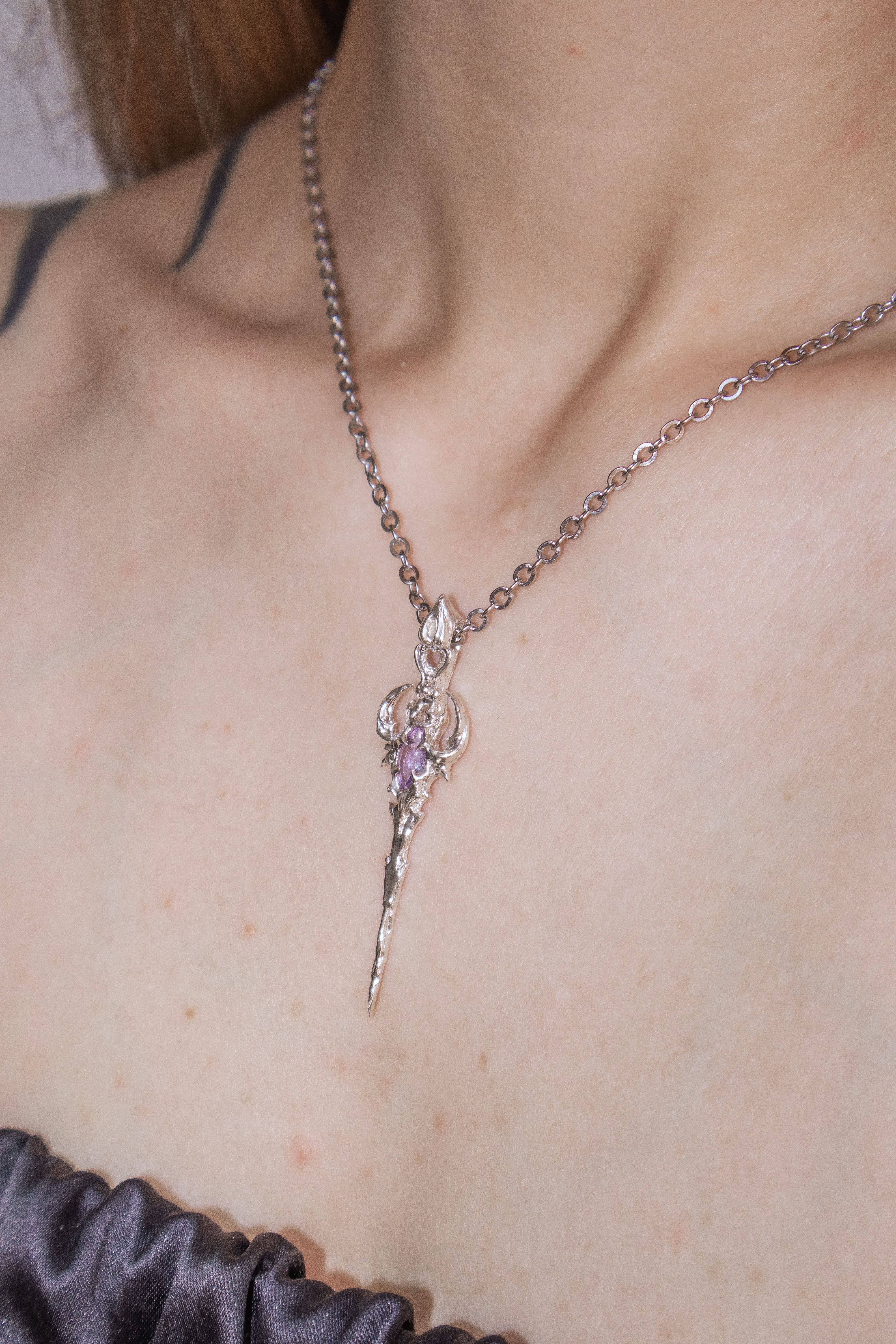 Gothic Cybersigilism sword with Amethyst