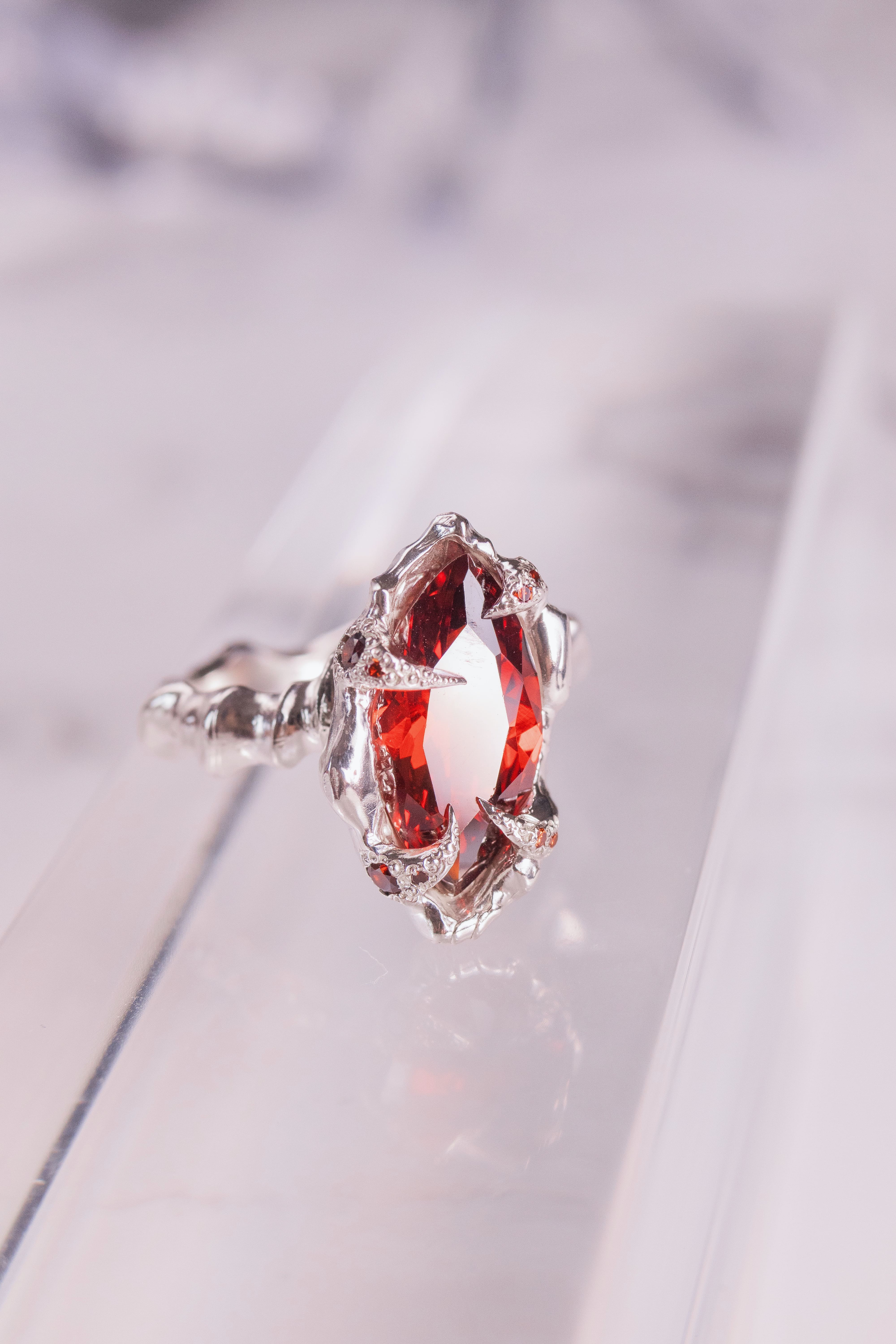 Organic Red CZ Ring