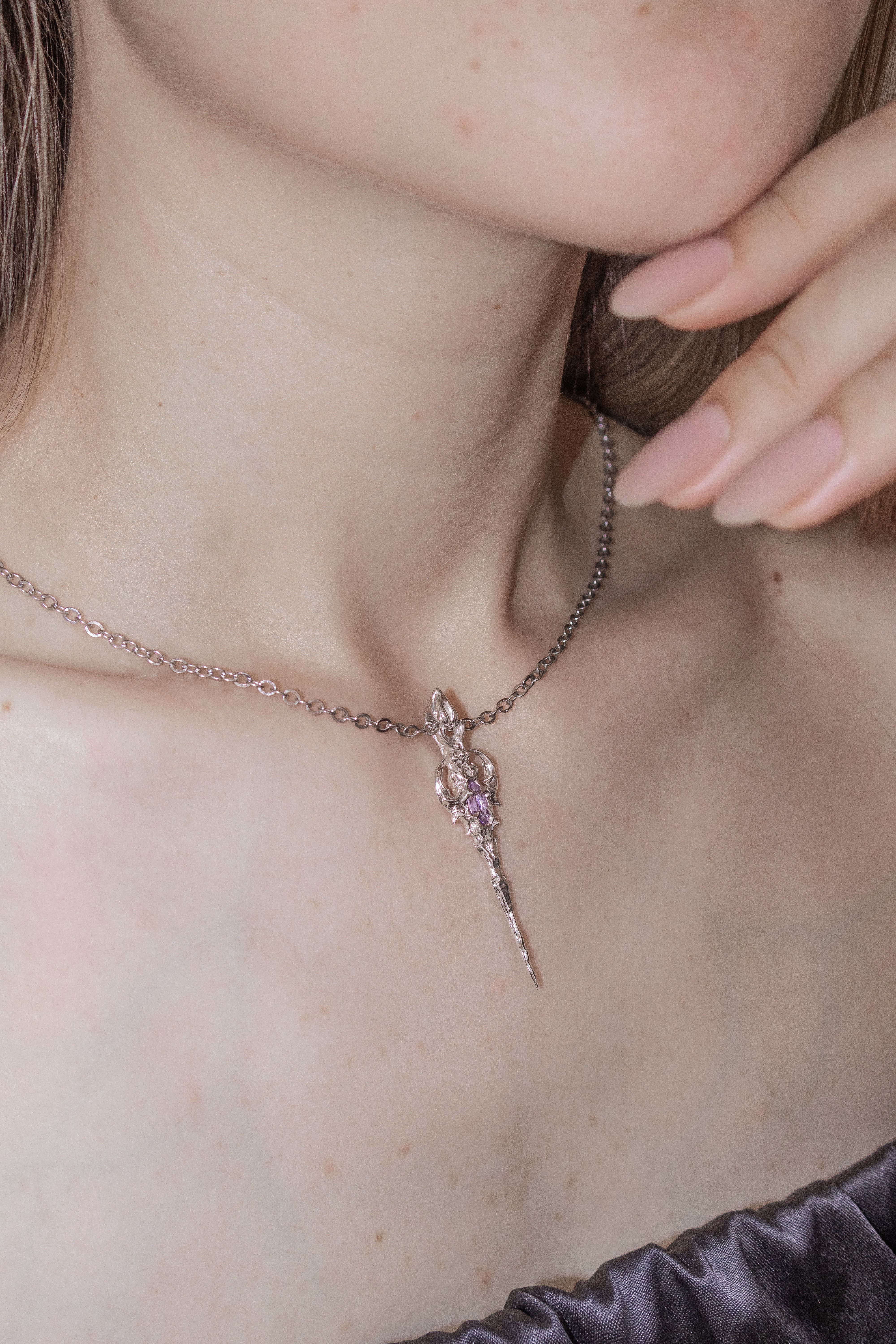 Gothic Cybersigilism sword with Amethyst