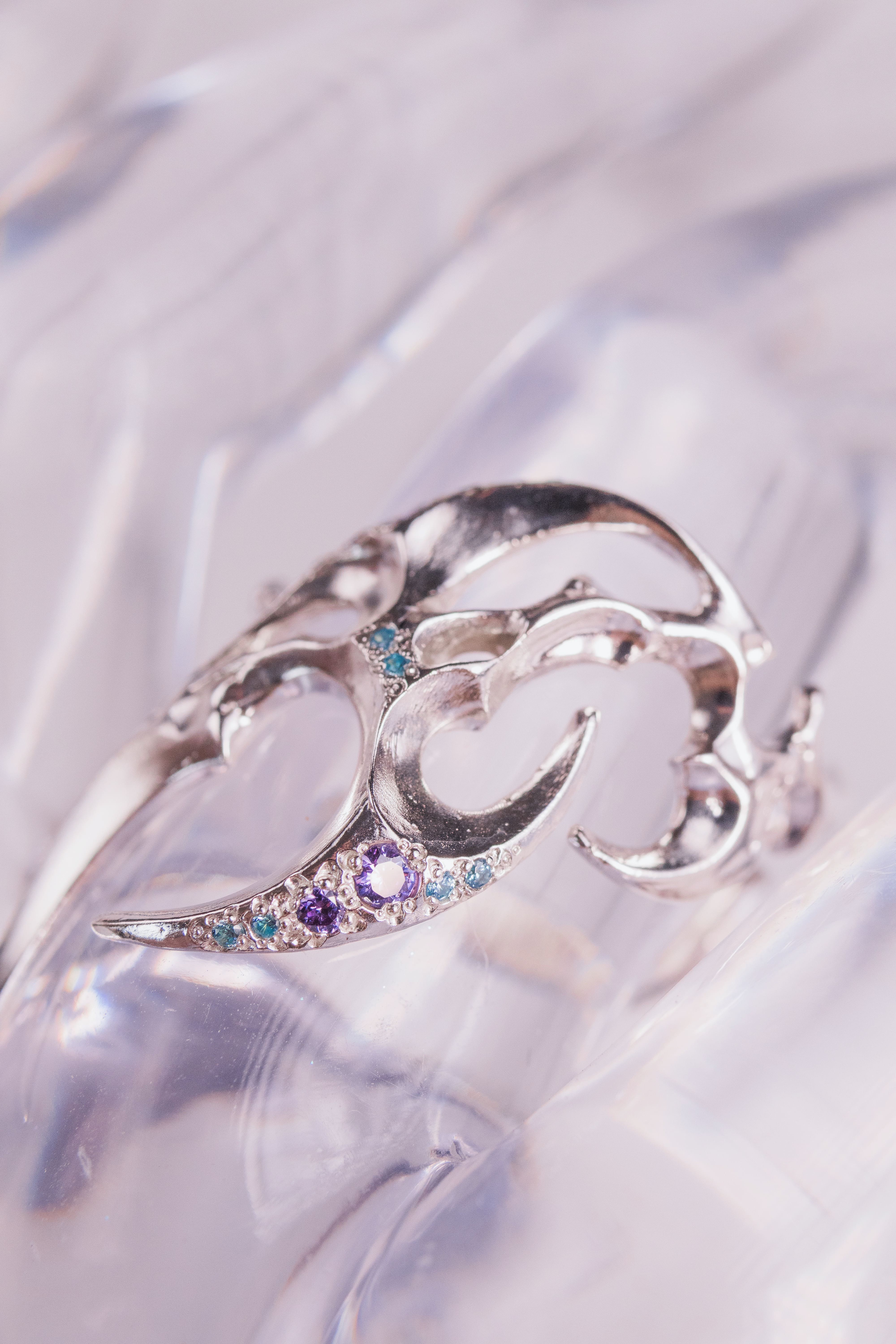 Diagonal Tribal Ring with Stones