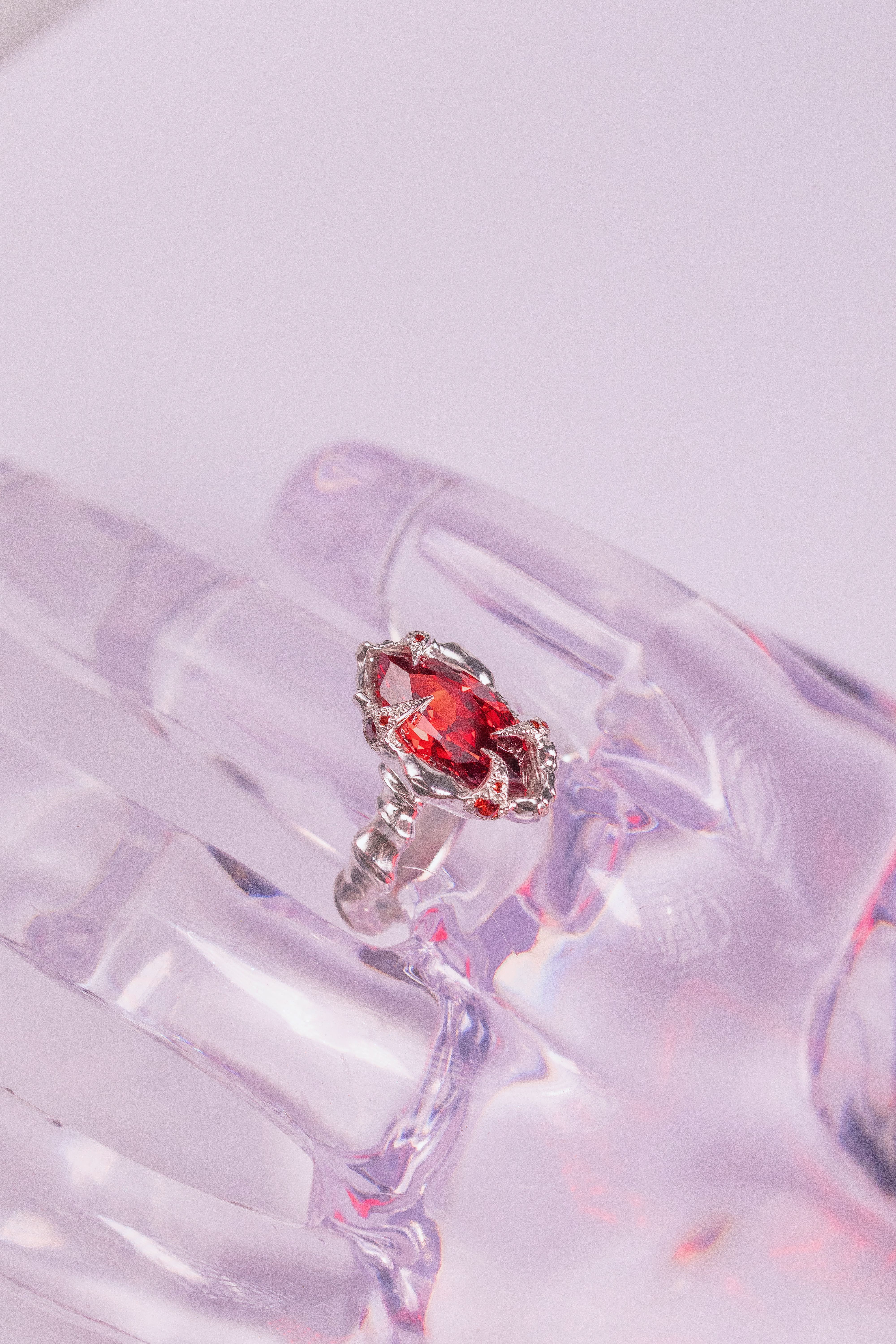 Organic Red CZ Ring