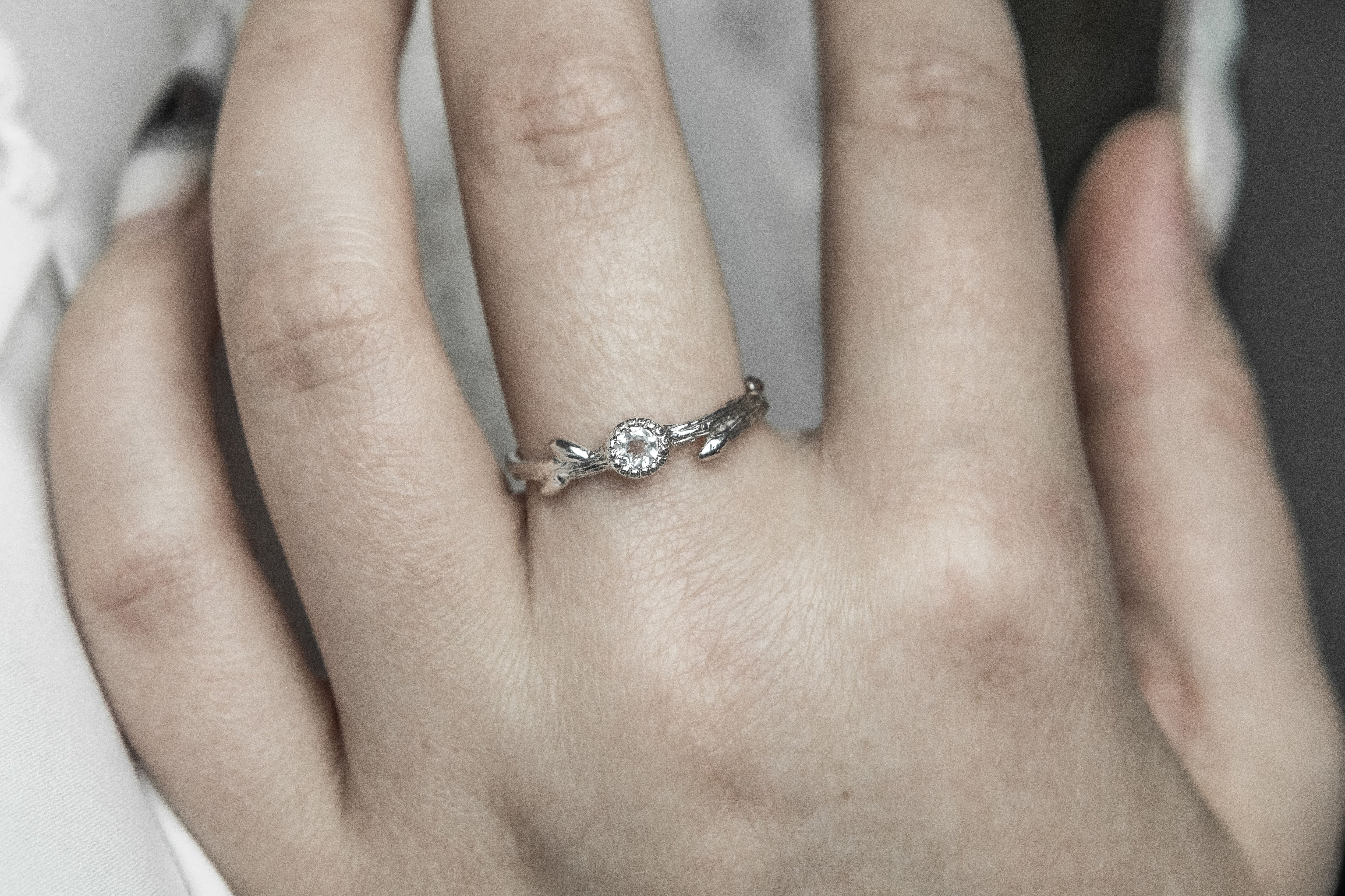 Branch ring with stone