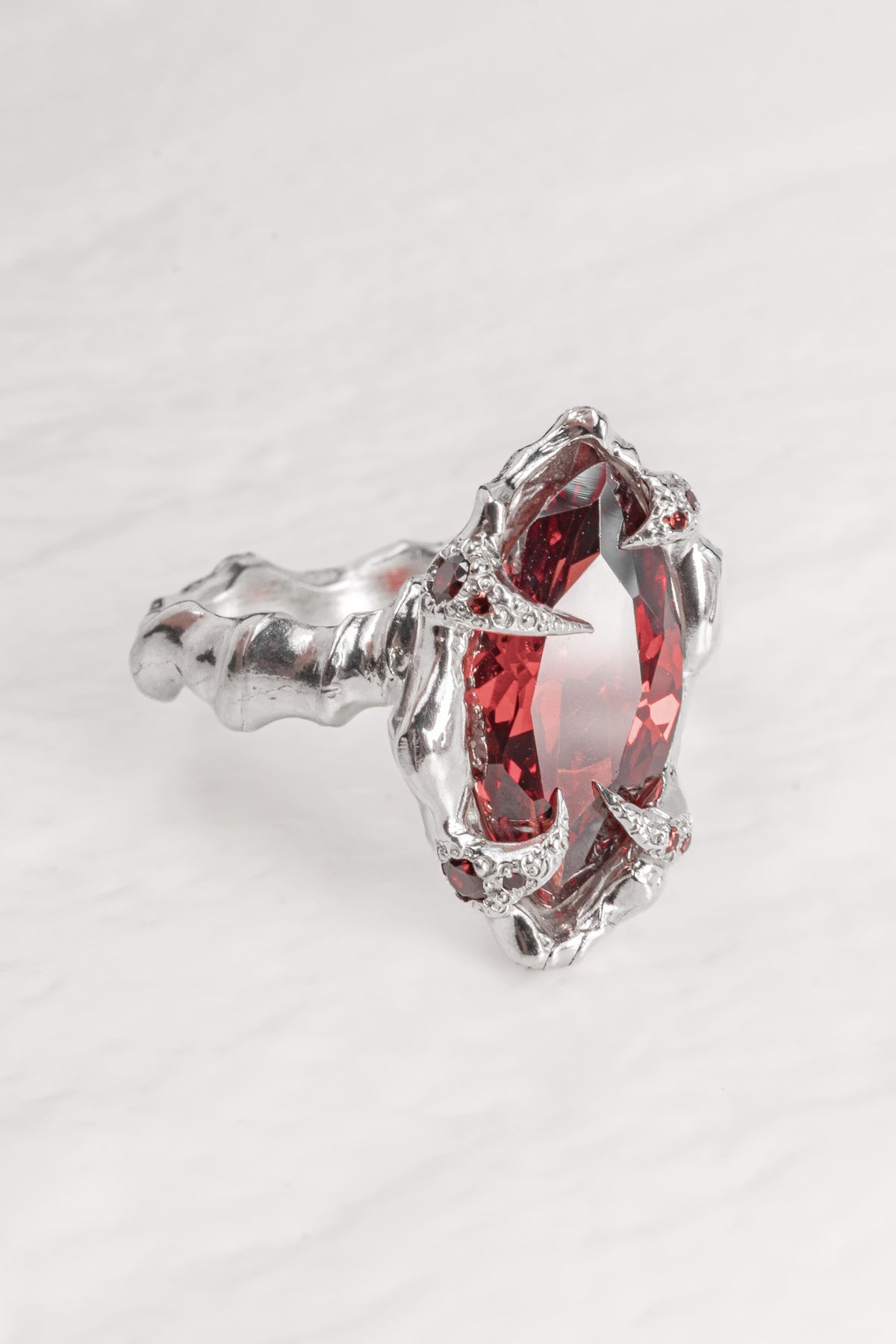Organic Red CZ Ring