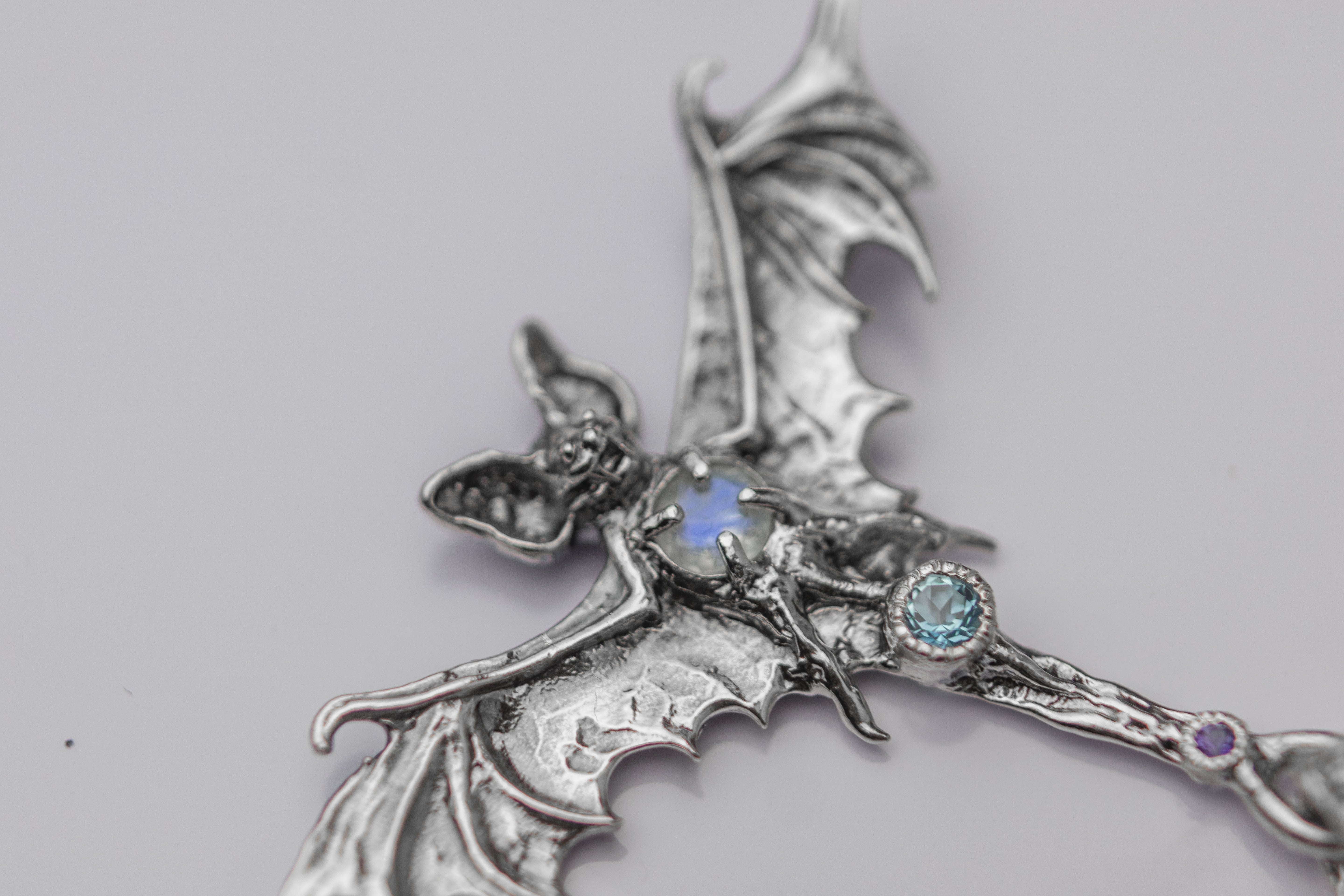 Bat-pendant with Moonstone